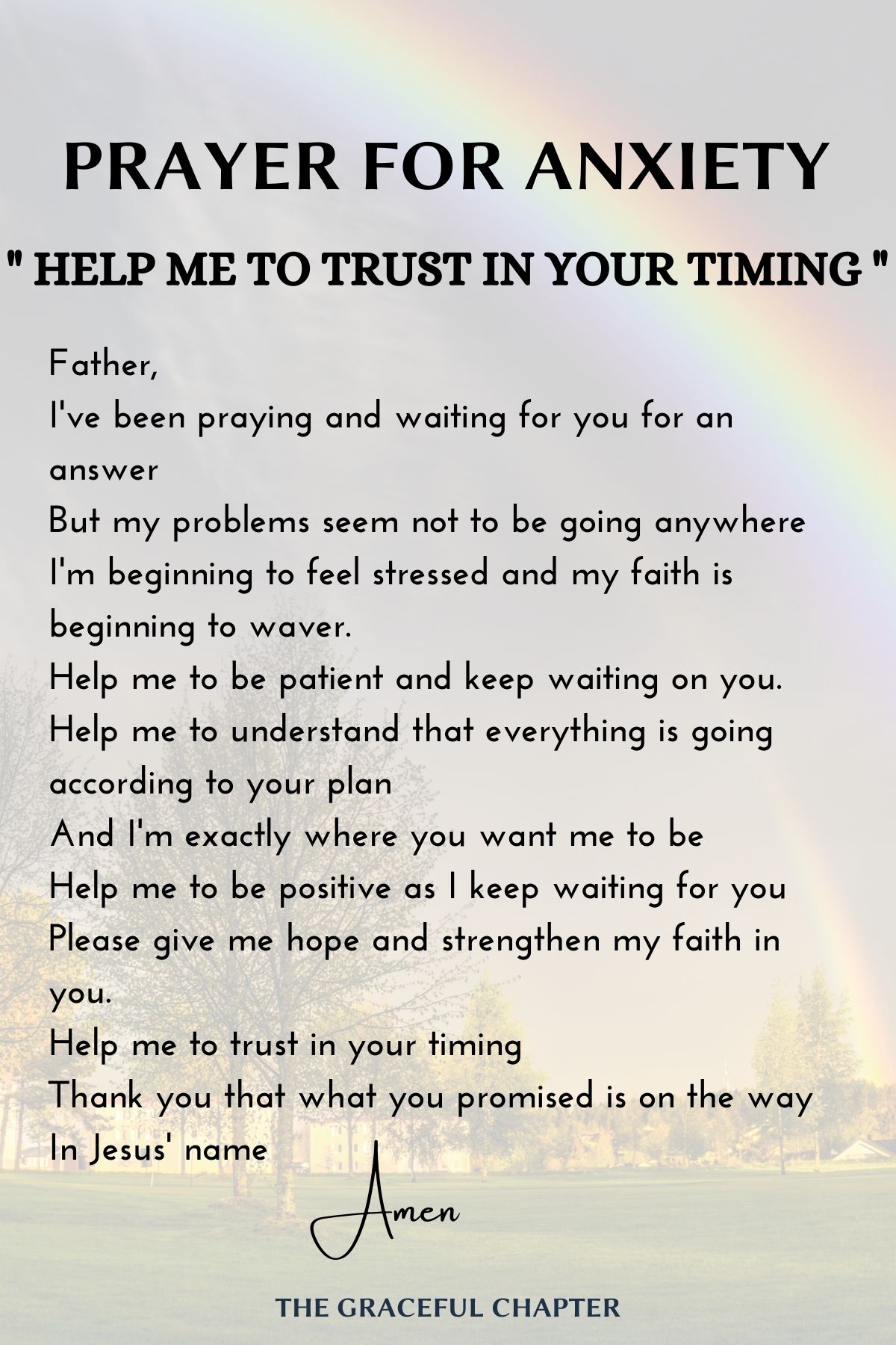 Prayer for anxiety - Help me to trust your timing