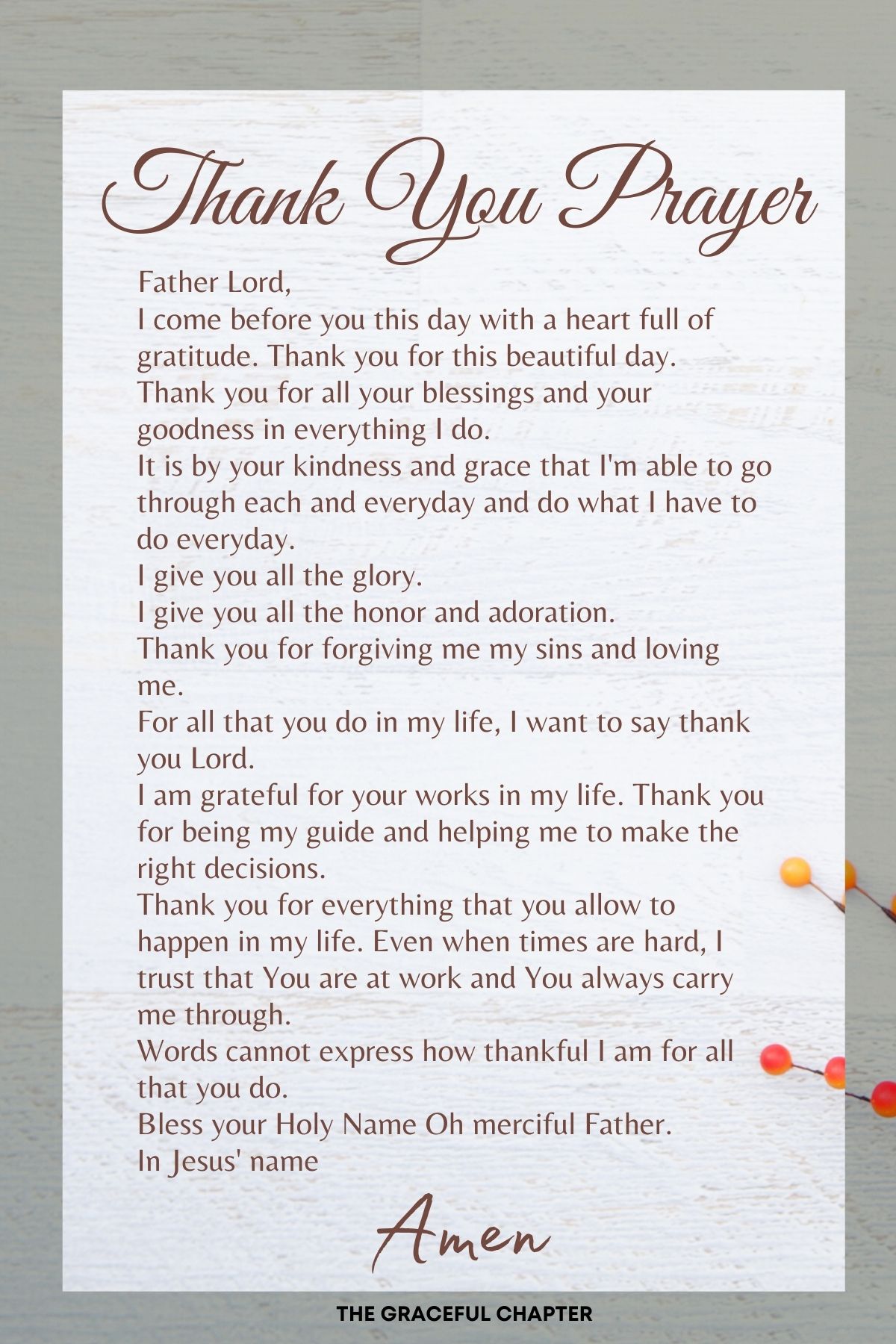 thank you prayer, thanksgiving