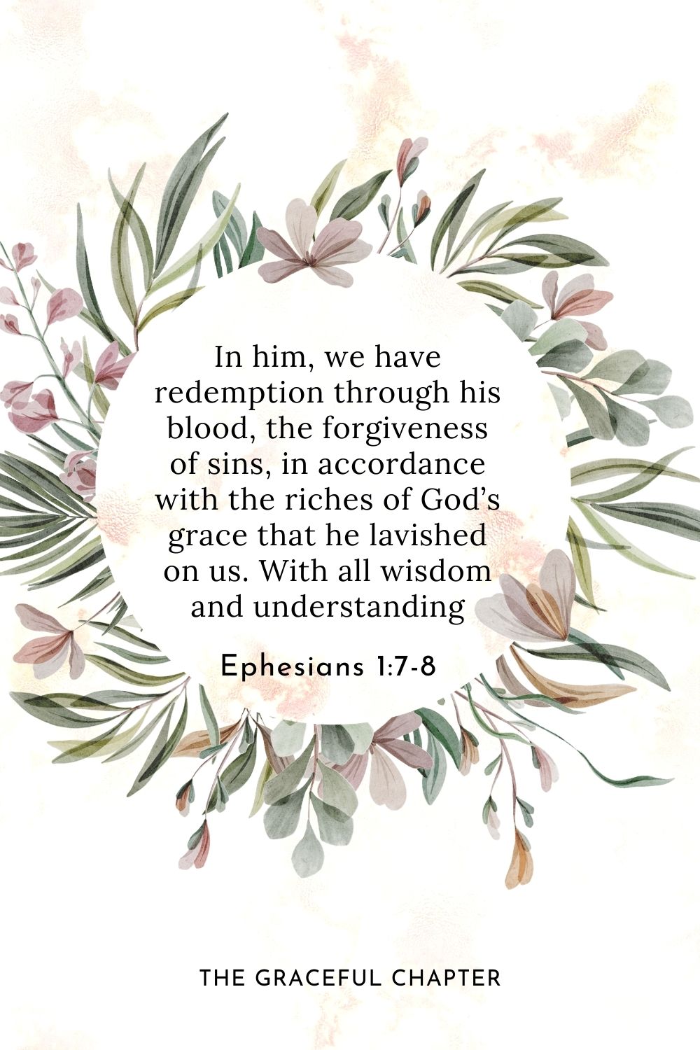 In him, we have redemption through his blood, the forgiveness of sins, in accordance with the riches of God’s grace that he lavished on us. With all wisdom and understanding Ephesians 1:7-8