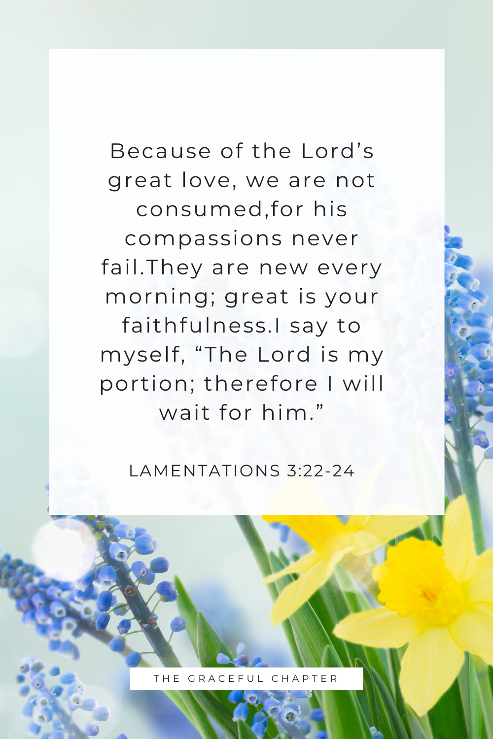 I say to myself, “The Lord is my portion; therefore I will wait for him.” Lamentations 3:24