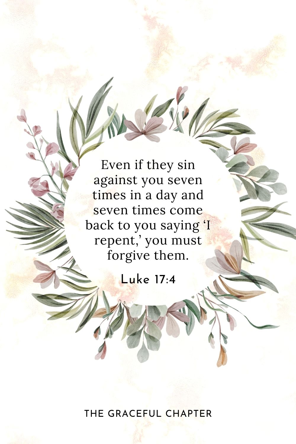 Even if they sin against you seven times in a day and seven times come back to you saying ‘I repent,’ you must forgive them. Luke 17:4