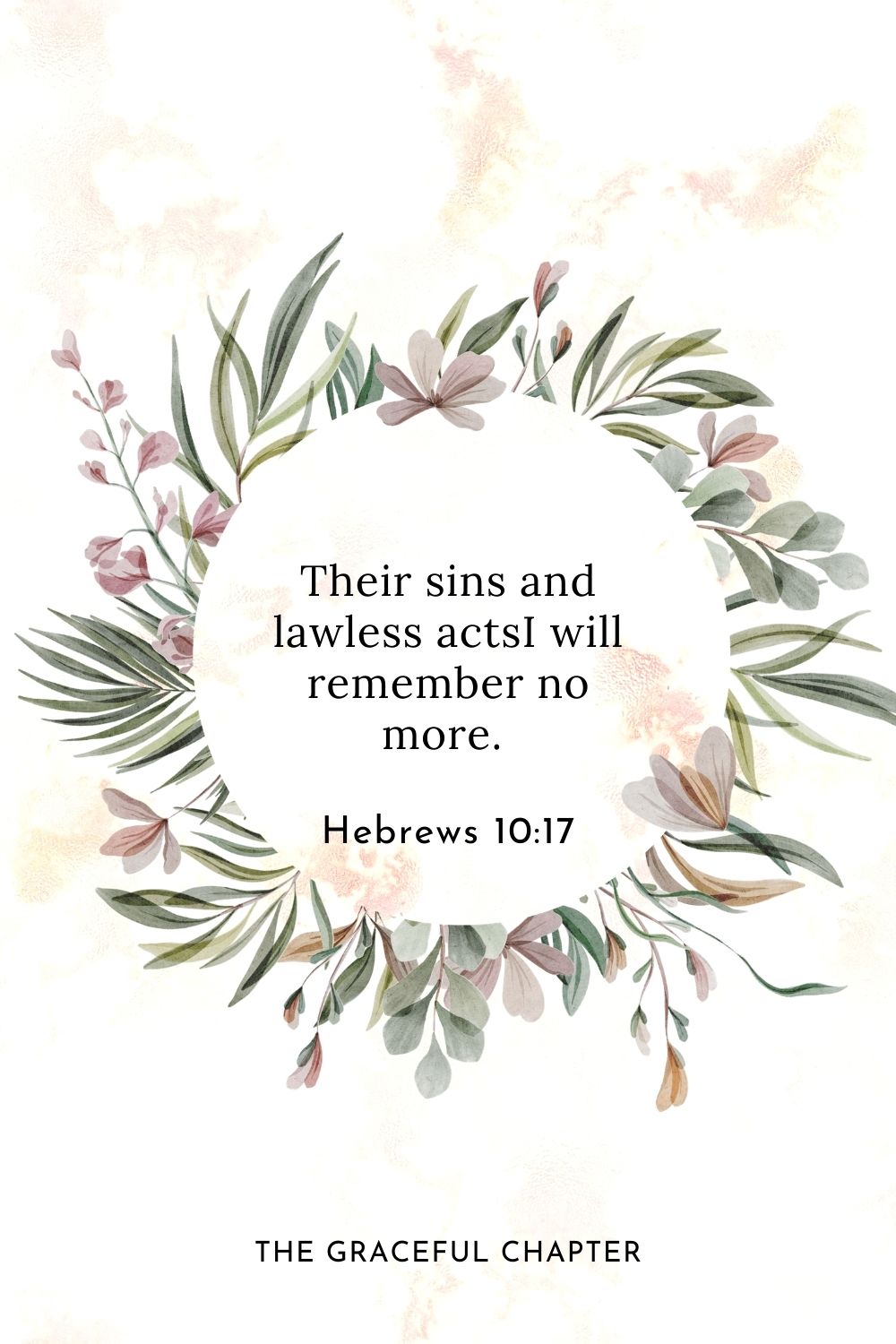 Their sins and lawless acts I will remember no more. Hebrews 10:17