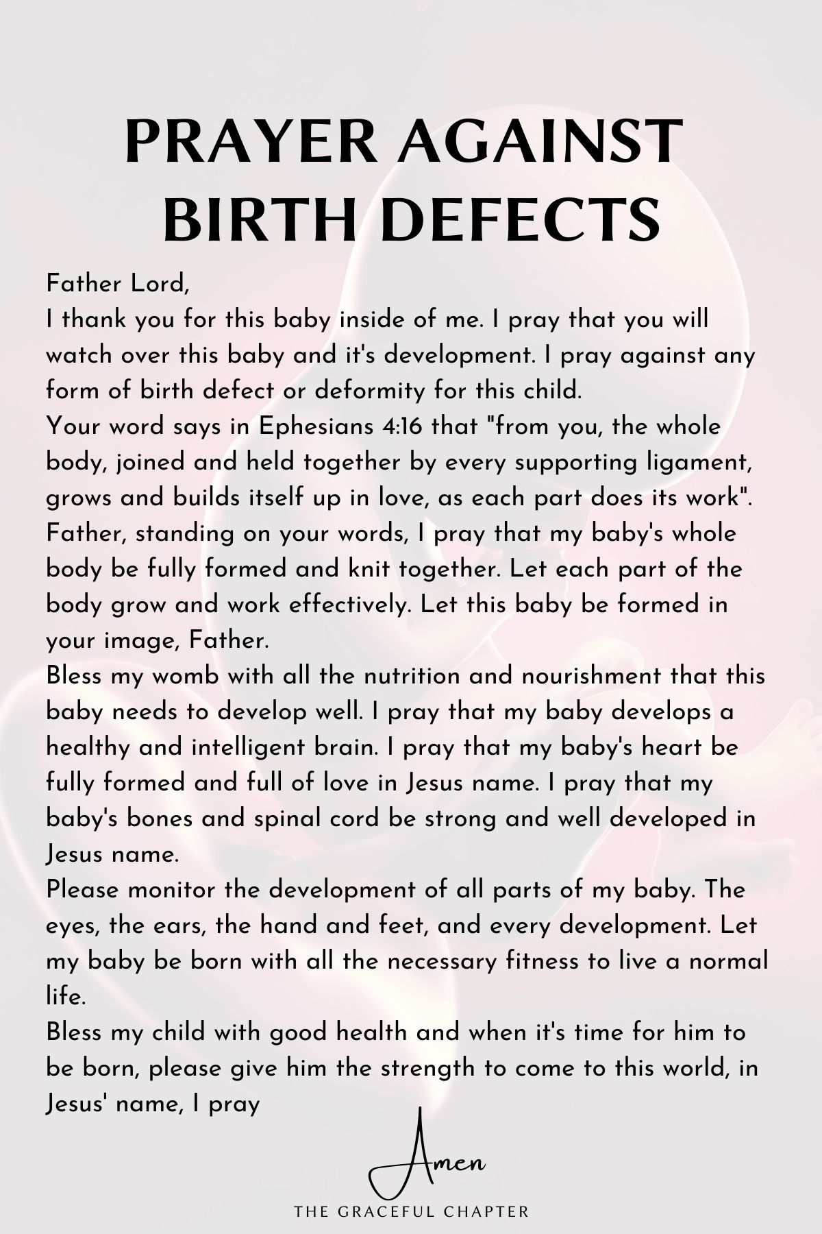 Prayer against birth defects