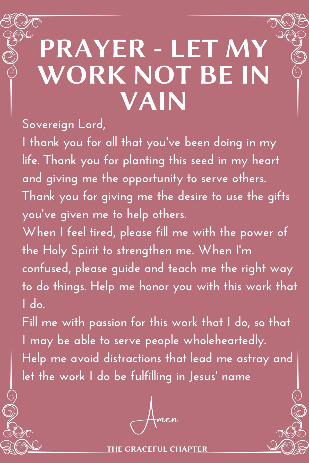 Prayer - Let my work not be in vain