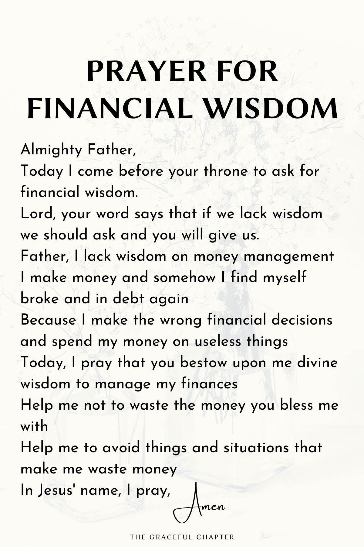 Prayer for financial wisdom