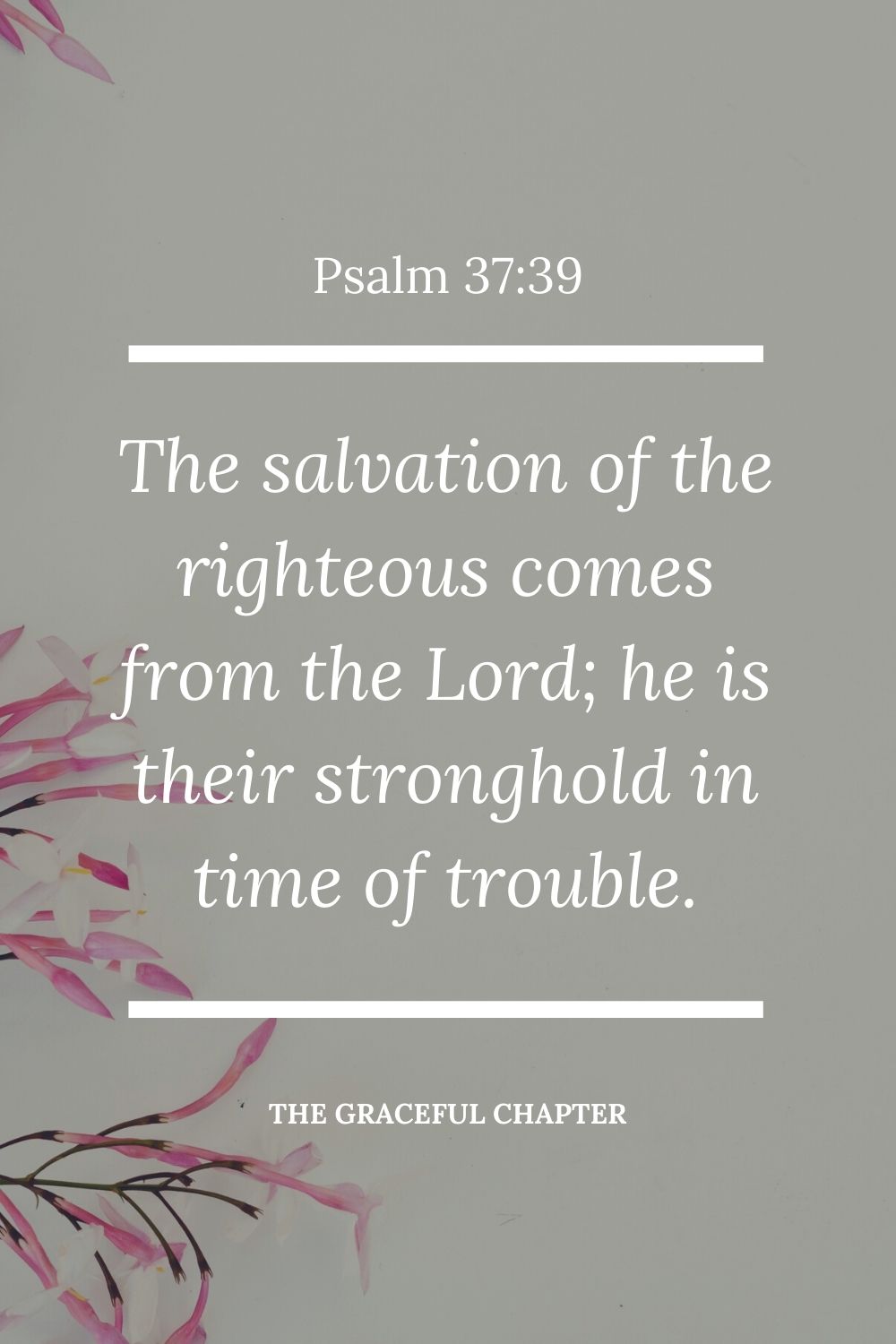 The salvation of the righteous comes from the Lord; he is their stronghold in time of trouble. Psalm 37:39