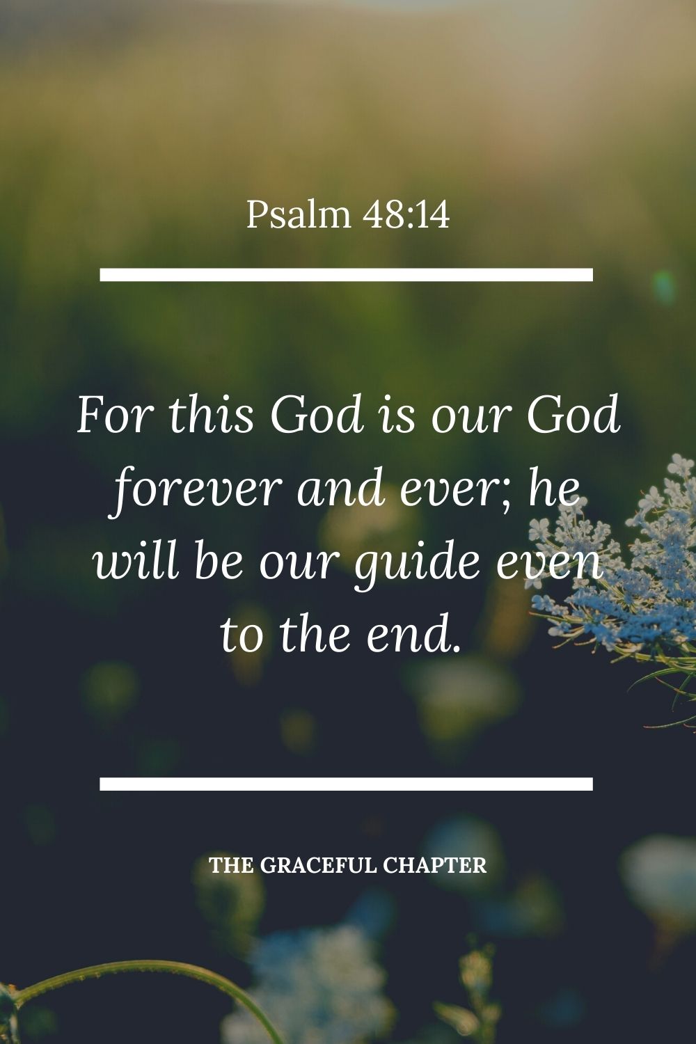 For this God is our God forever and ever;  he will be our guide even to the end.  Psalm 48:14