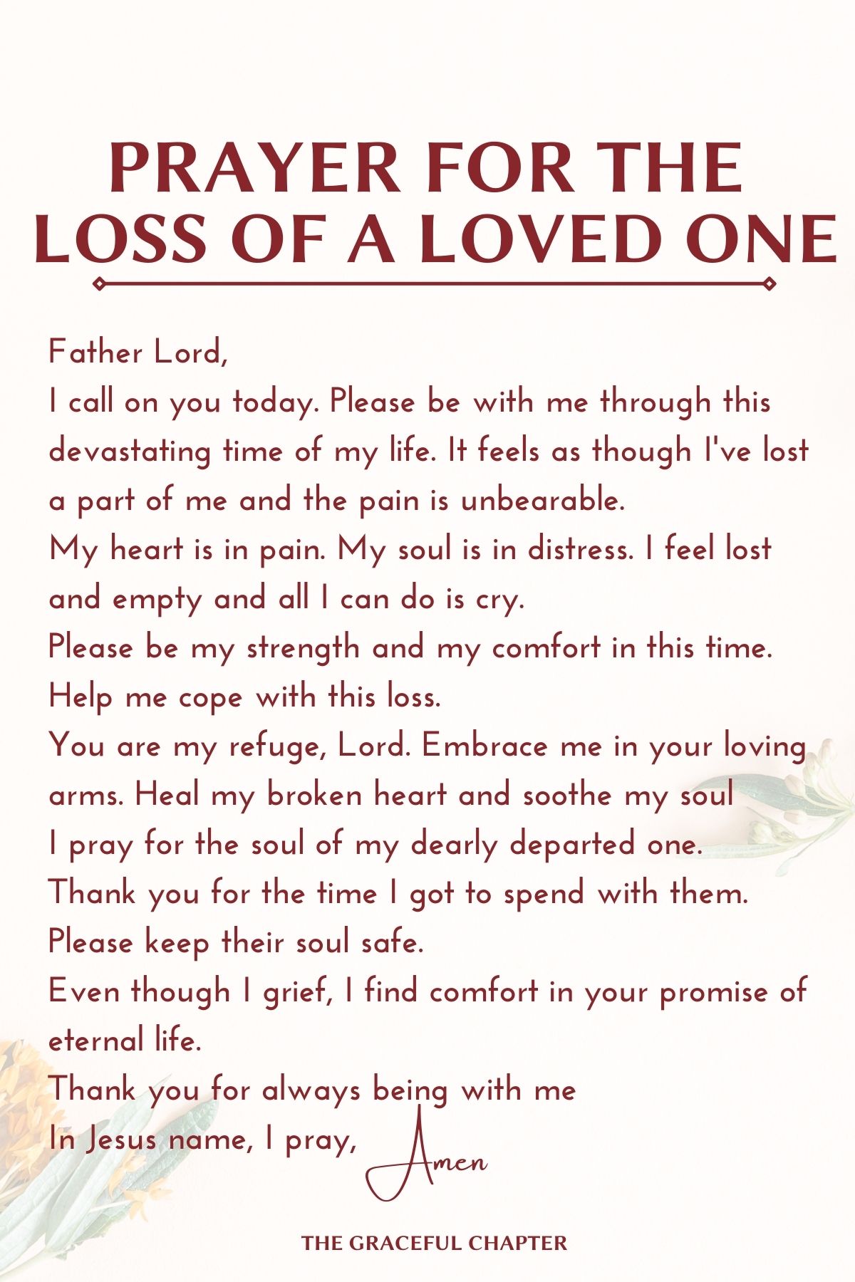 Prayer for the loss of a loved one