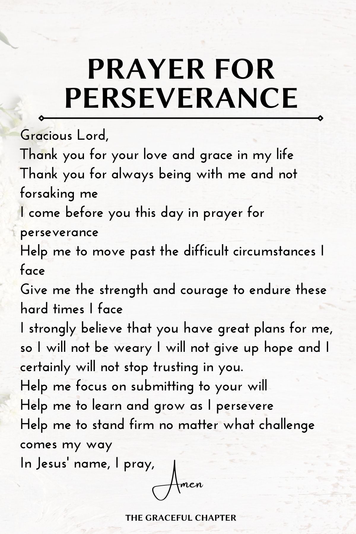 Prayer for perseverance