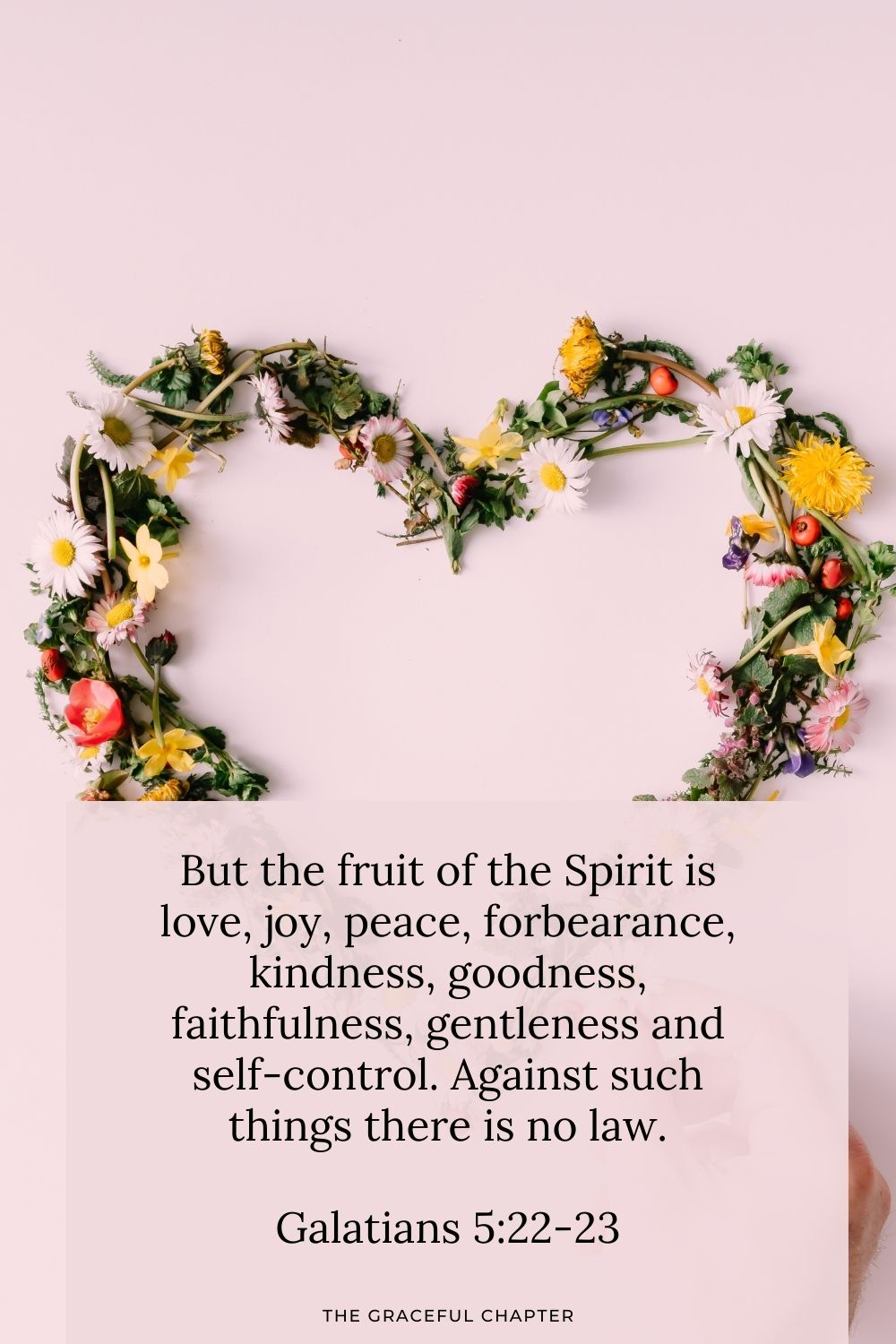 But the fruit of the Spirit is love, joy, peace, forbearance, kindness, goodness, faithfulness, gentleness and self-control. Against such things there is no law. Galatians 5:22-23