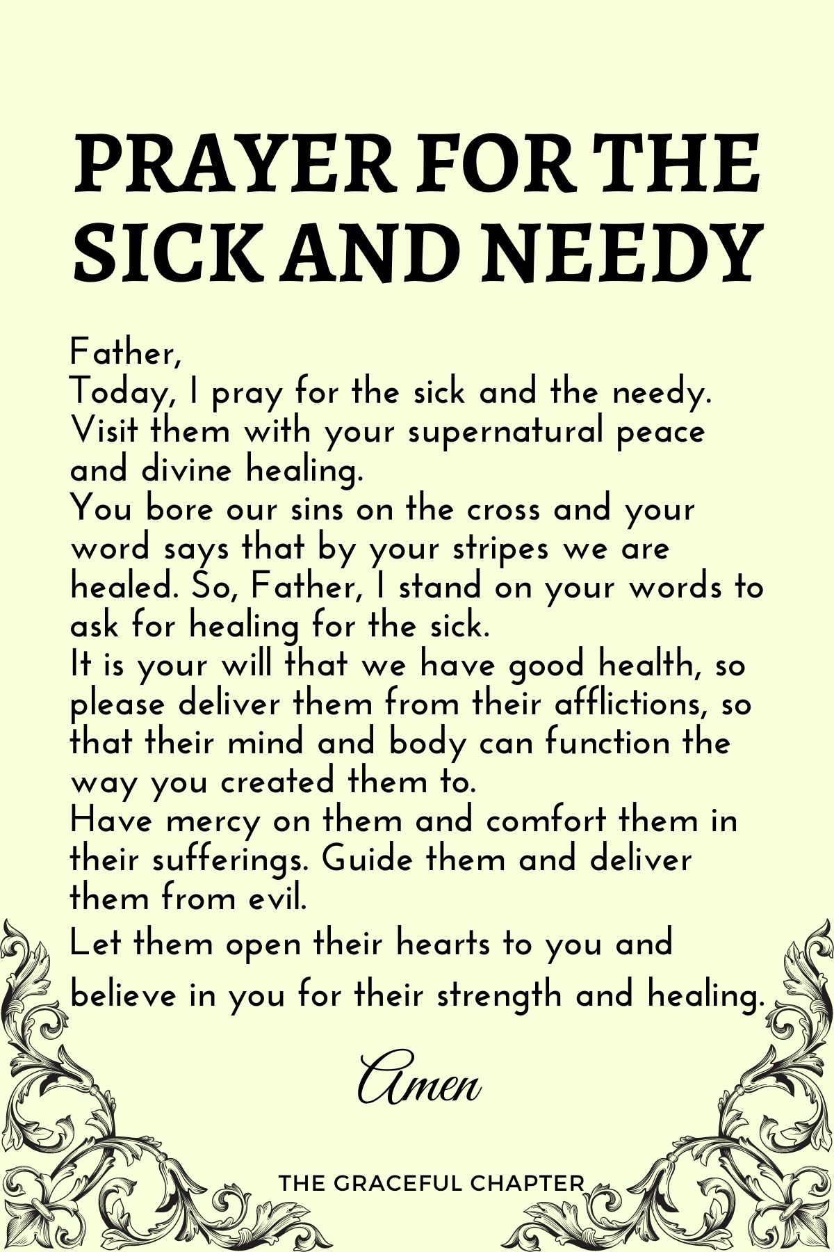 Prayer for the sick and needy