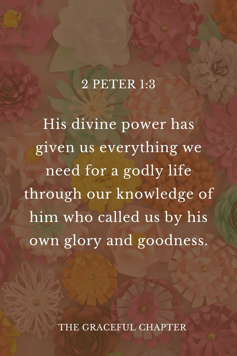 His divine power has given us everything we need for a godly life through our knowledge of him who called us by his own glory and goodness. 2 Peter 1:3