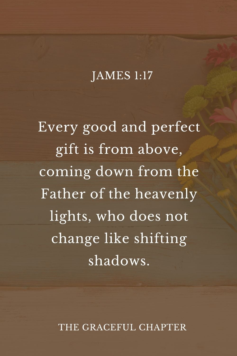 Every good and perfect gift is from above, coming down from the Father of the heavenly lights, who does not change like shifting shadows. James 1:17