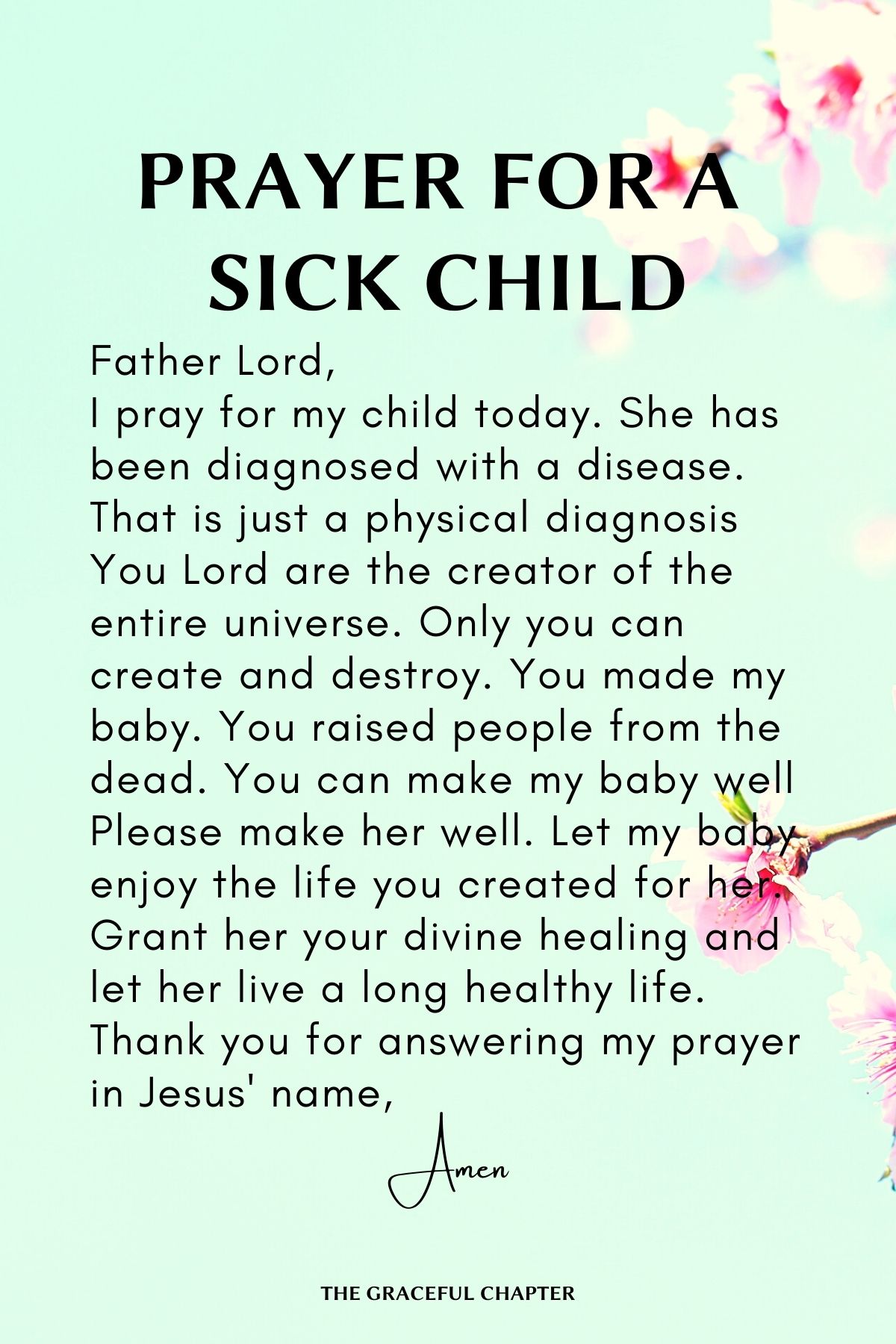 Prayer for a sick child