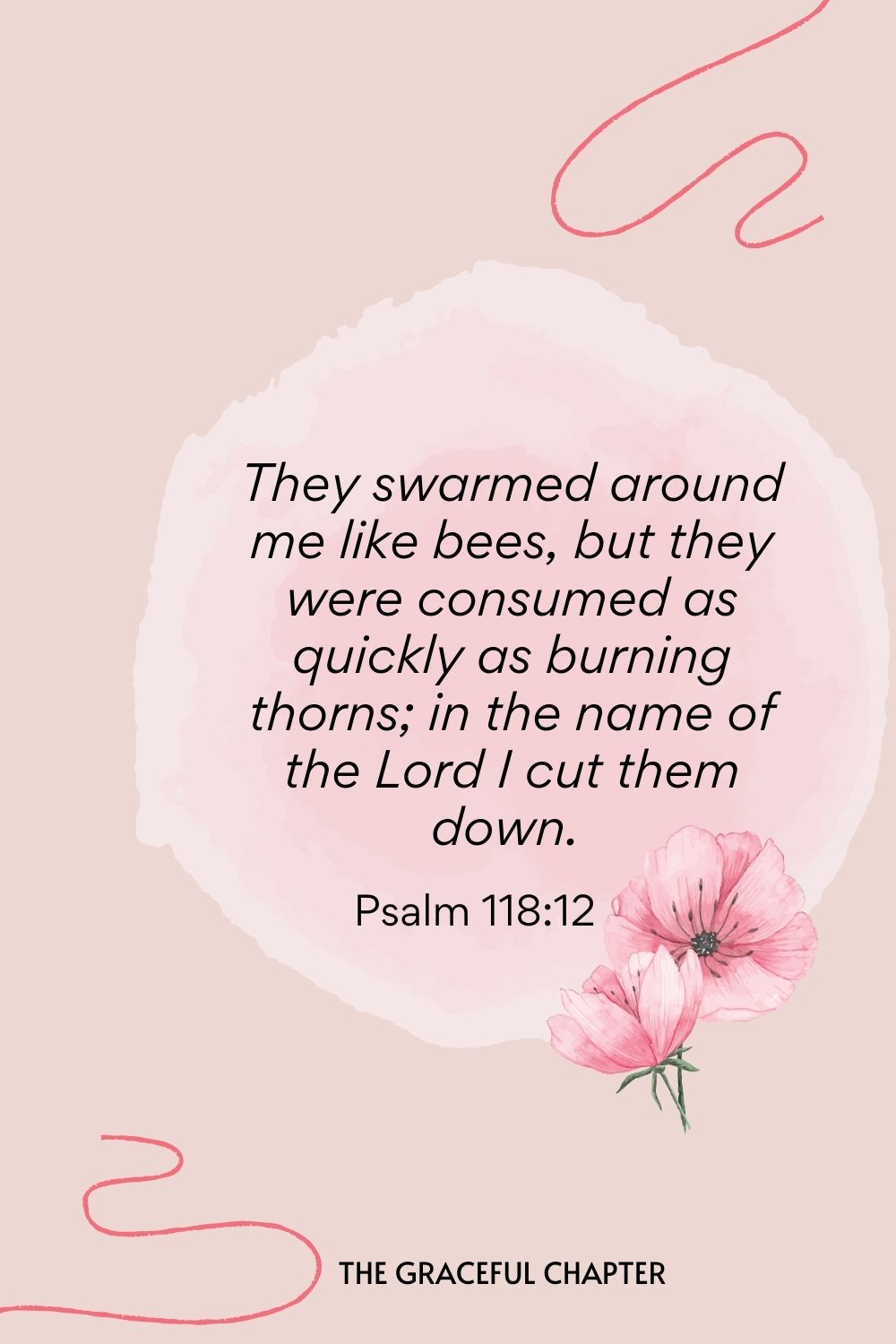 They swarmed around me like bees, but they were consumed as quickly as burning thorns; in the name of the Lord I cut them down.  Psalm 118:12