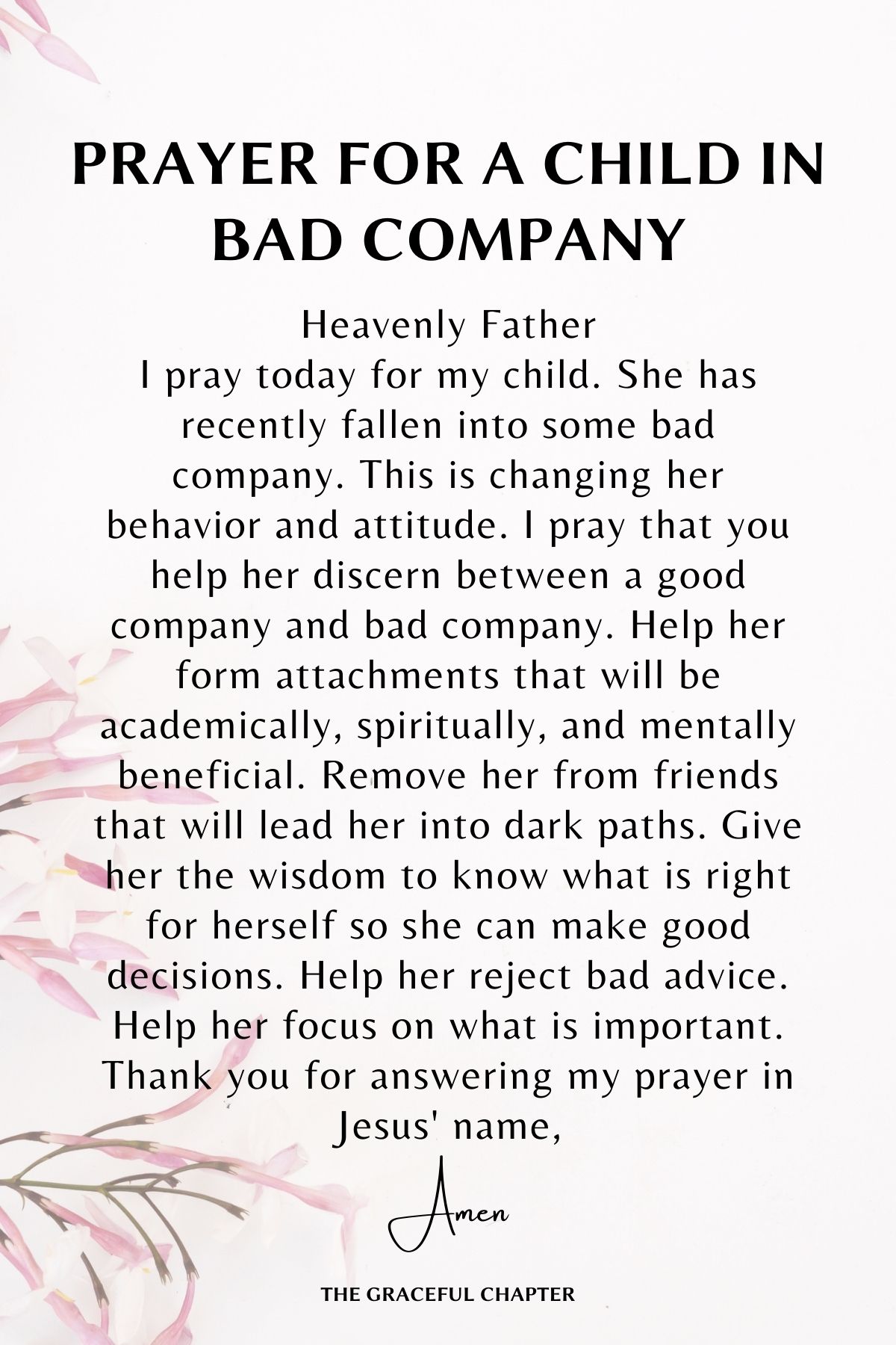 Prayer for a child in bad company