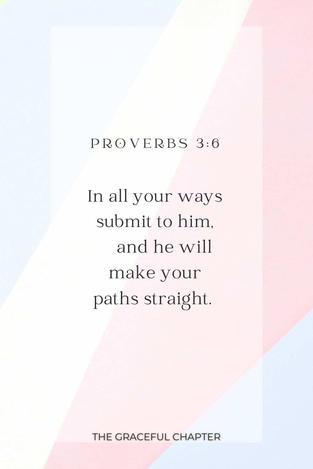 In all your ways submit to him,     and he will make your paths straight.  Proverbs 3:6
