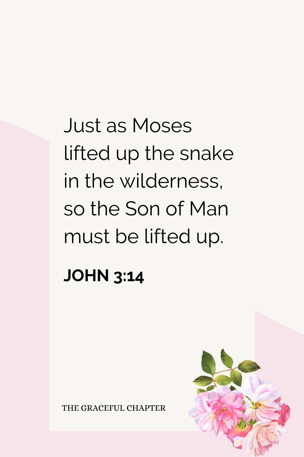 Just as Moses lifted up the snake in the wilderness, so the Son of Man must be lifted up.  John 3:14