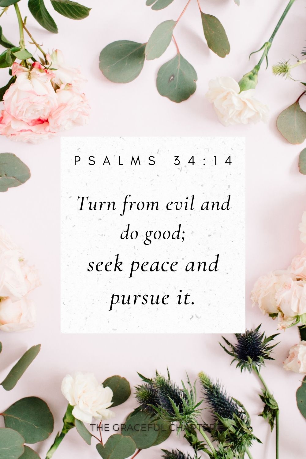 Turn from evil and do good; seek peace and pursue it. Psalms 34:14