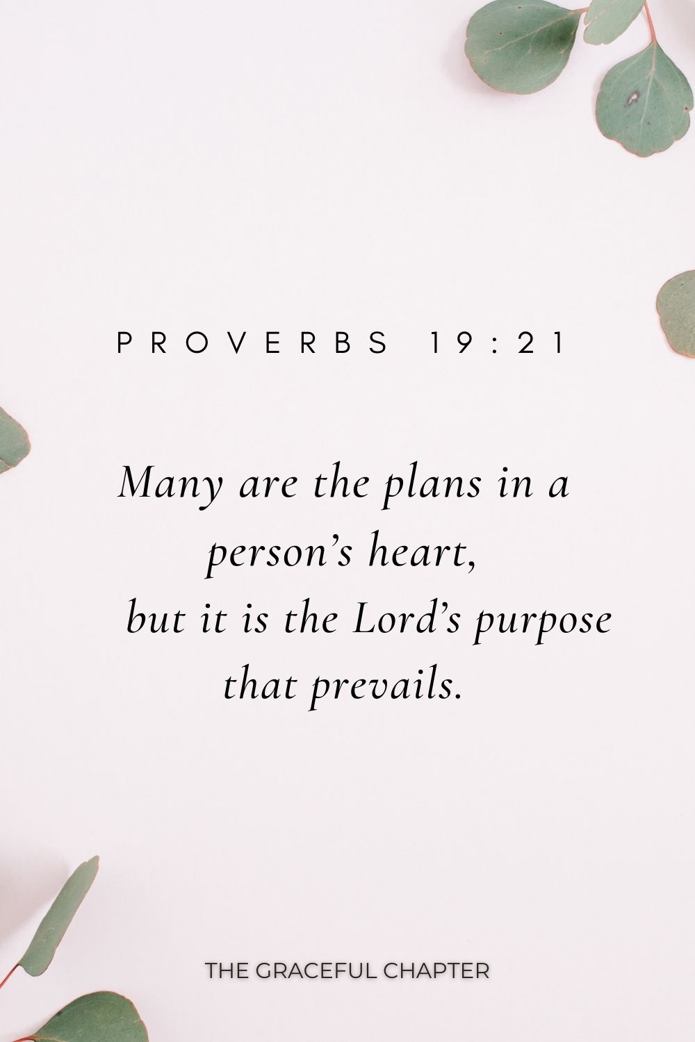 Many are the plans in a person’s heart,     but it is the Lord’s purpose that prevails. Proverbs 19:21