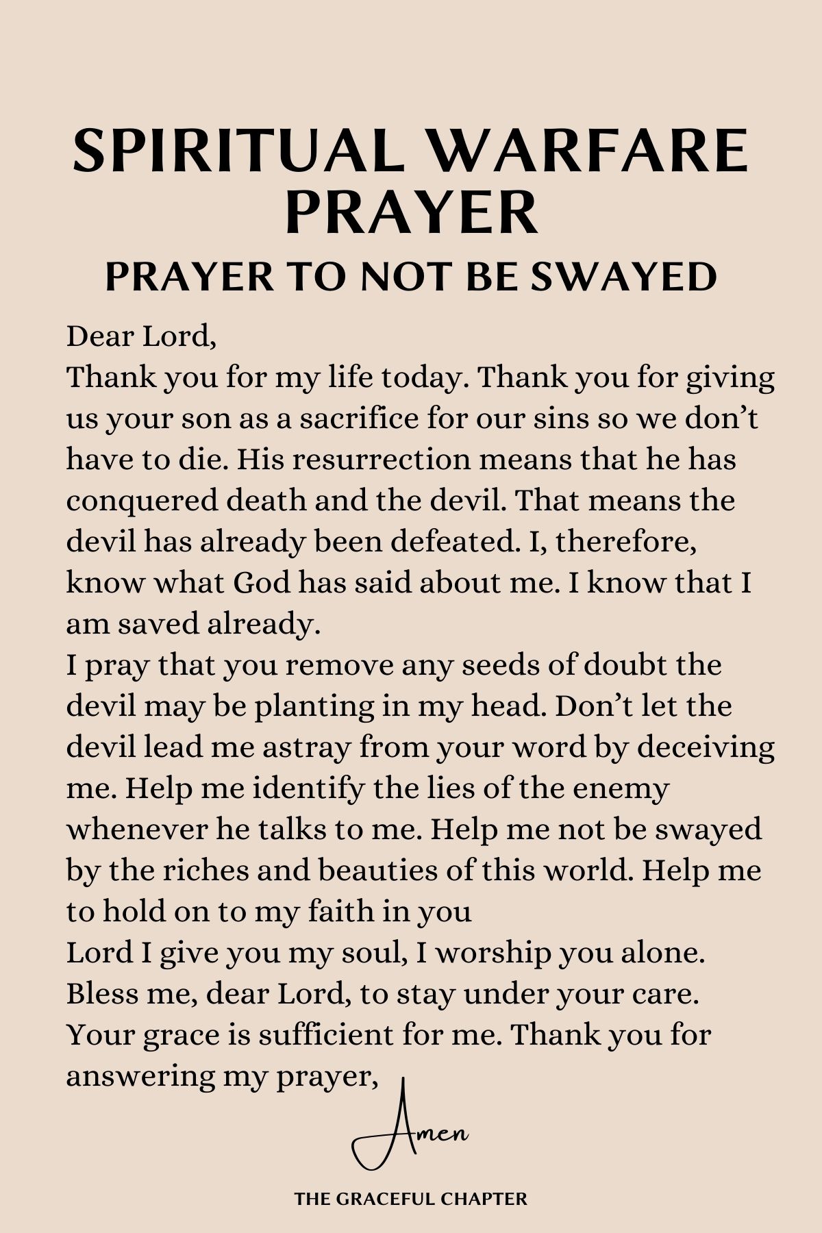 Spiritual warfare prayer - prayer to not be swayed