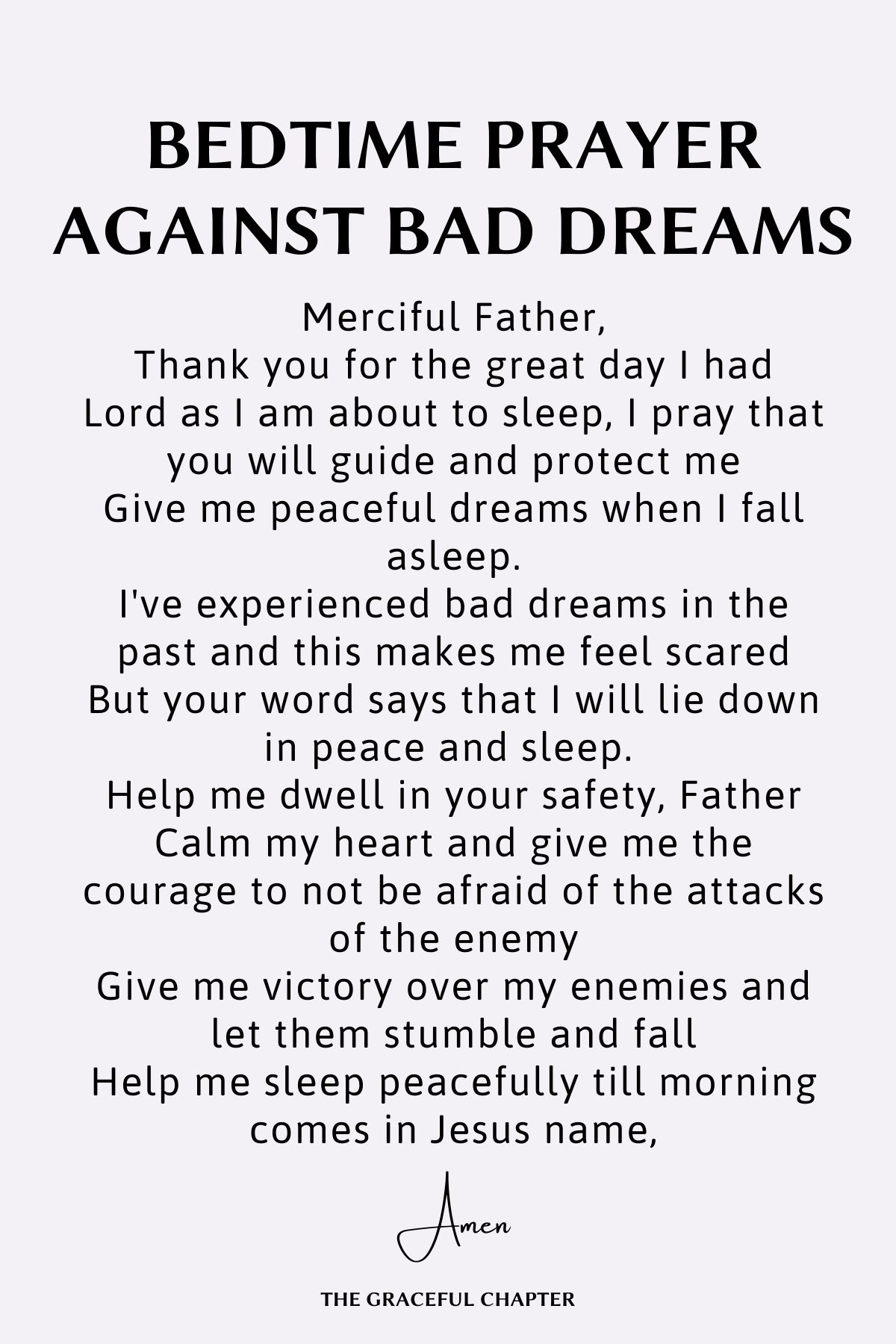 Bedtime prayer against bad dreams