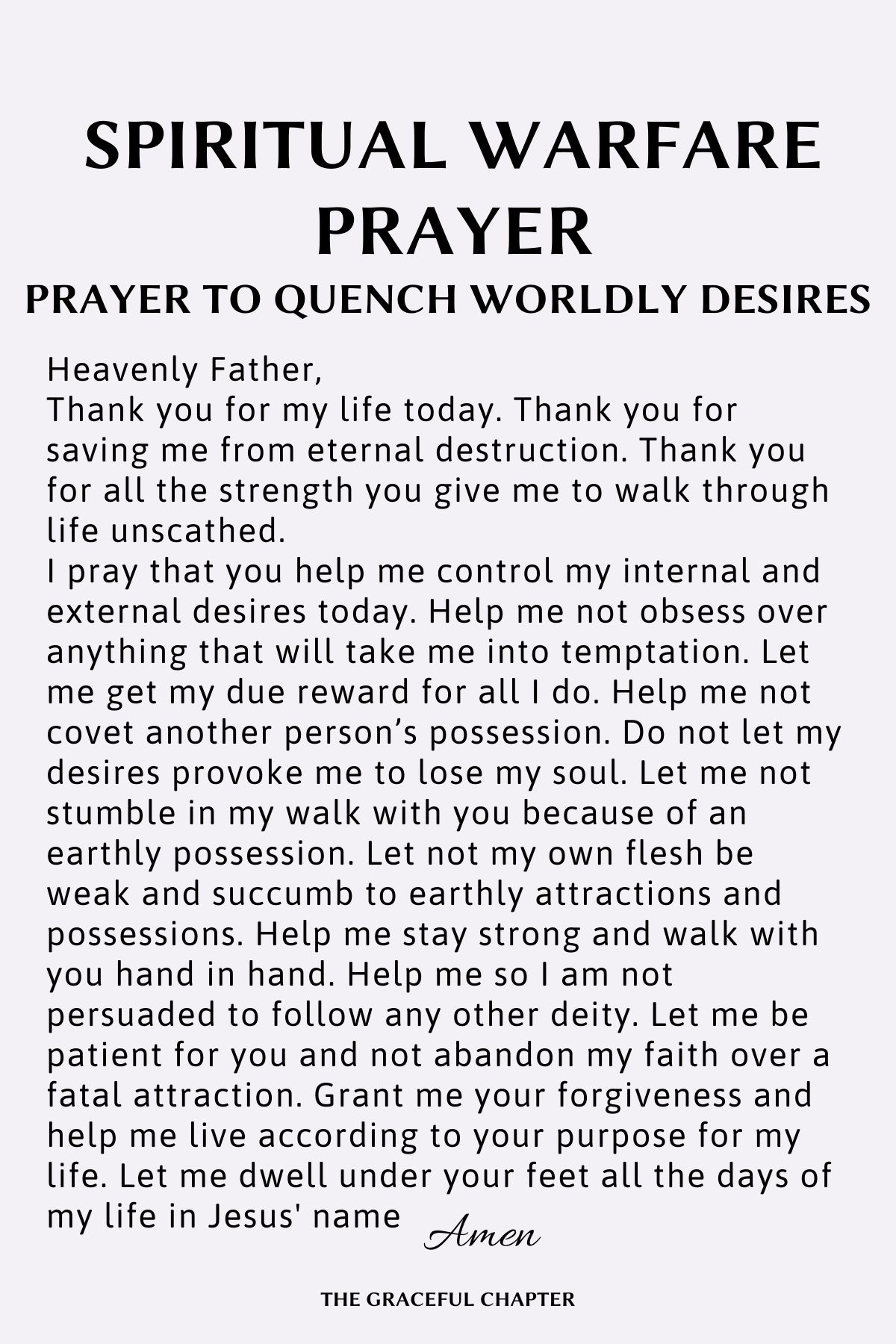 Prayer to quench worldly desires