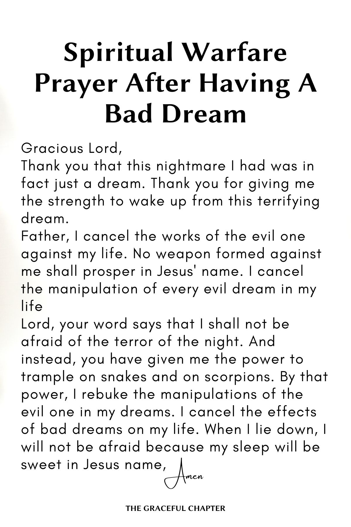 Spiritual warfare prayer after having a bad dream