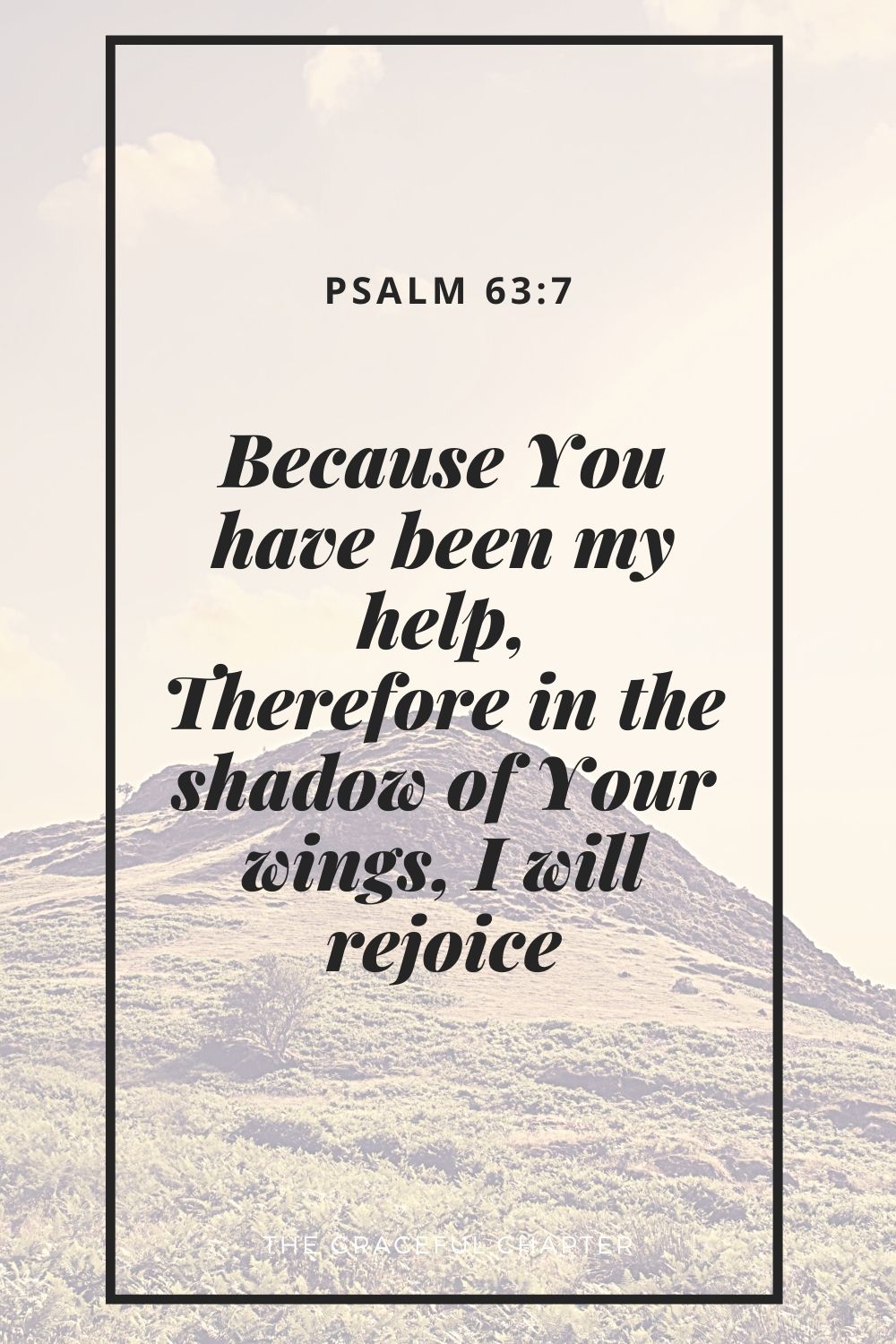 Because You have been my help, Therefore in the shadow of Your wings, I will rejoice. Psalm 63:7