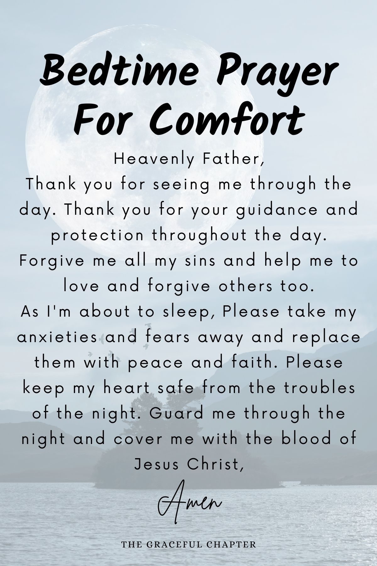 Bedtime prayer for comfort and peace