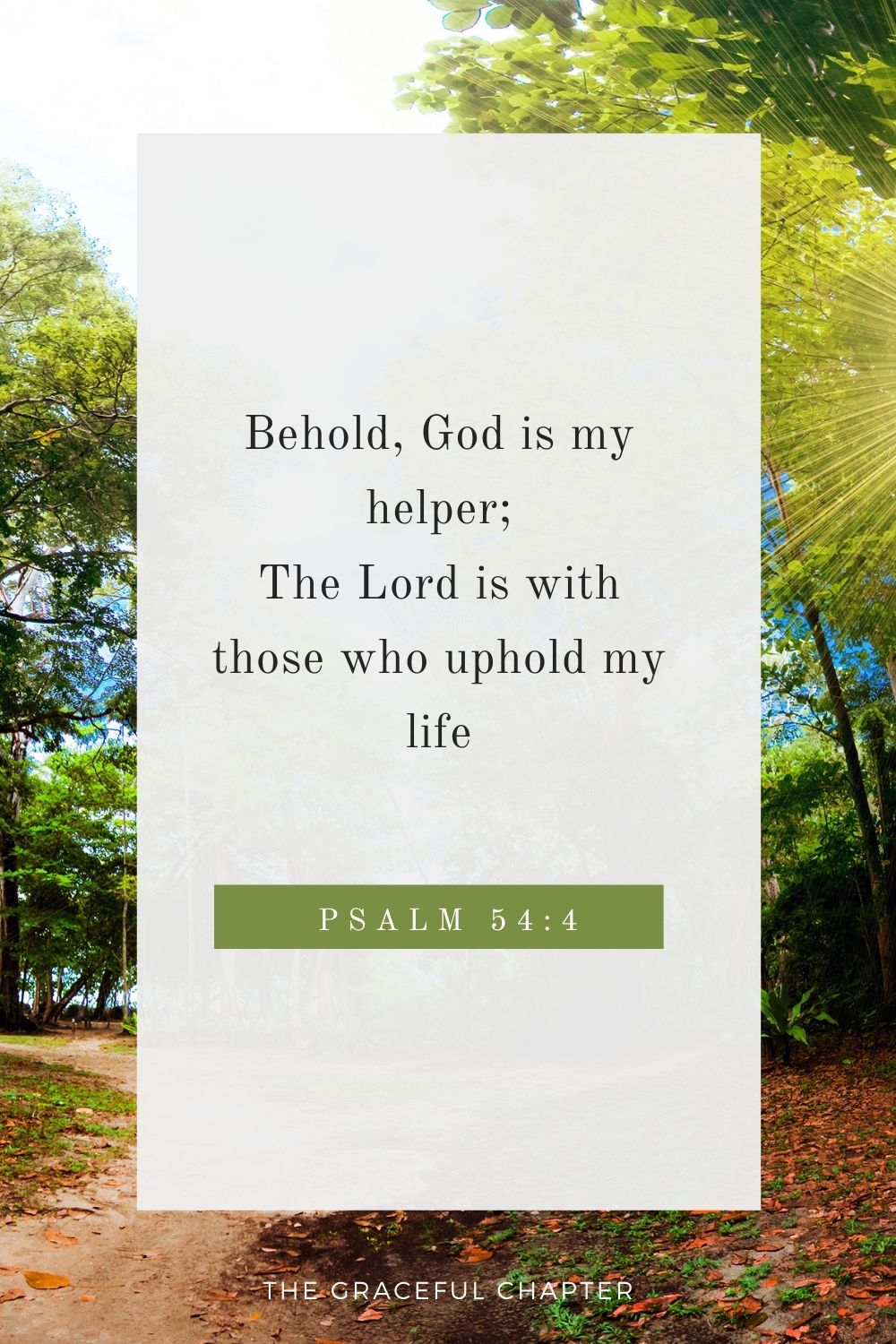 Behold, God is my helper; The Lord is with those who uphold my life.  Psalm 54:4