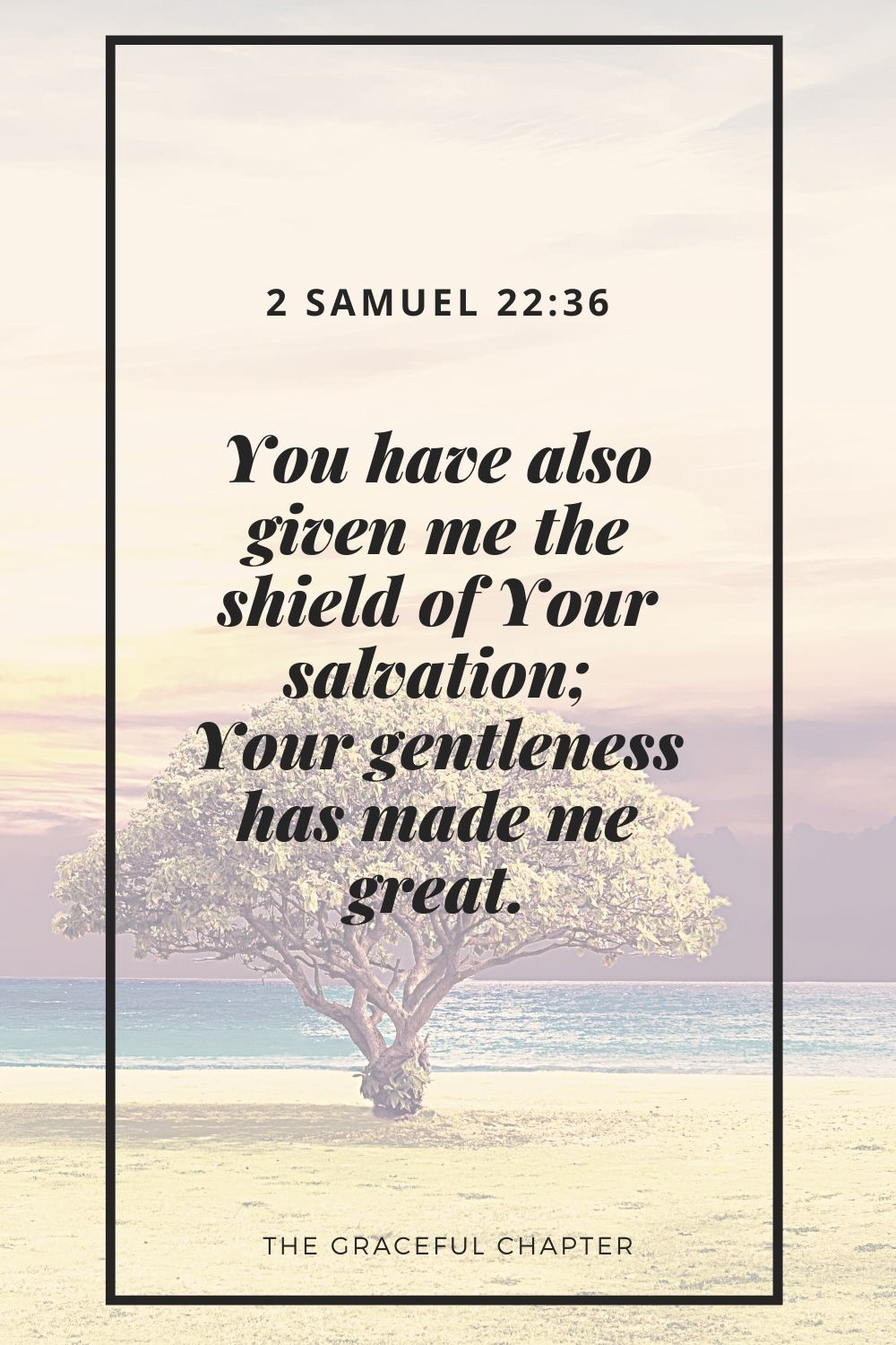 You have also given me the shield of Your salvation; Your gentleness has made me great. 2 Samuel 22:36