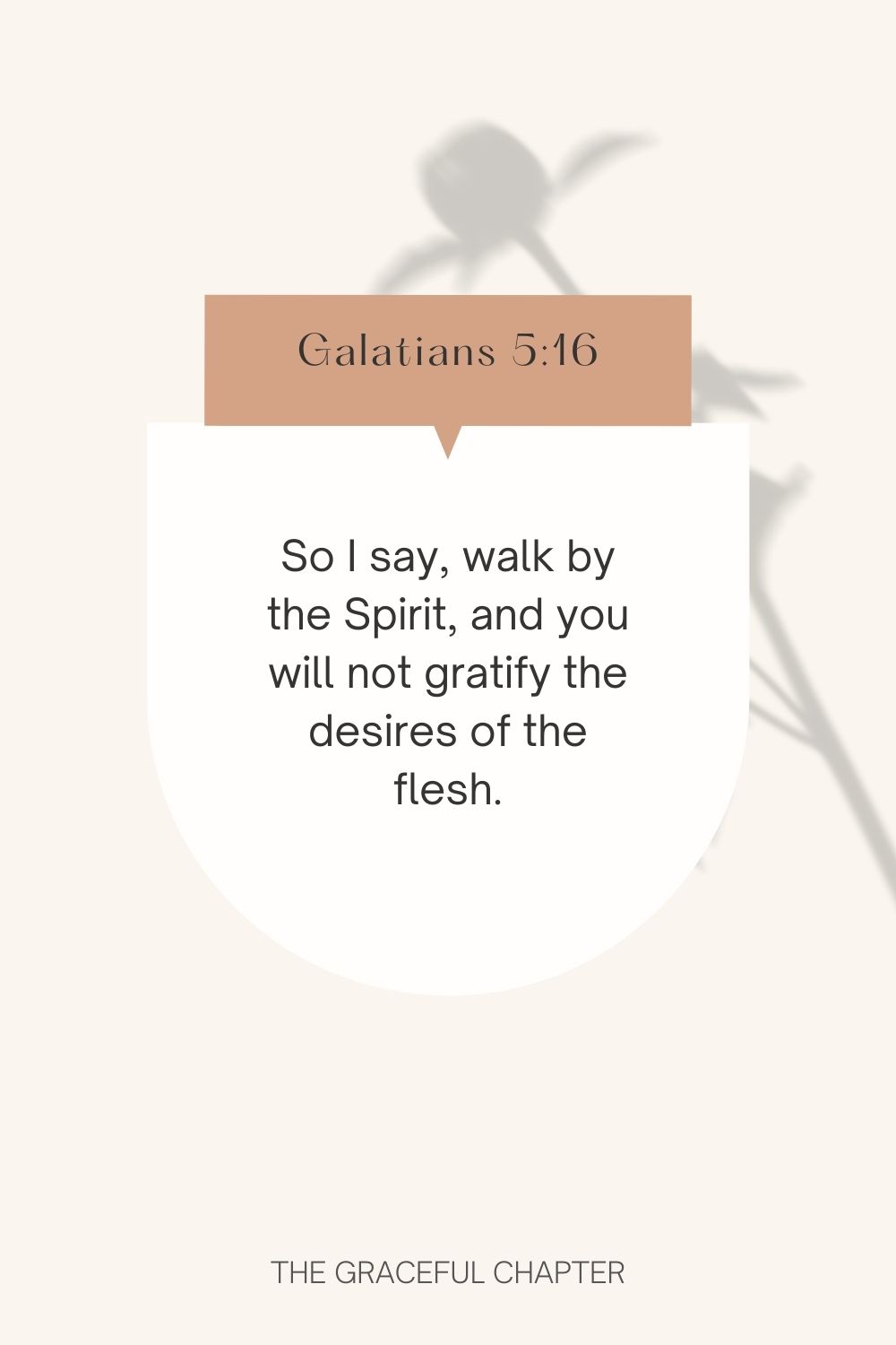 So I say, walk by the Spirit, and you will not gratify the desires of the flesh. Galatians 5:16