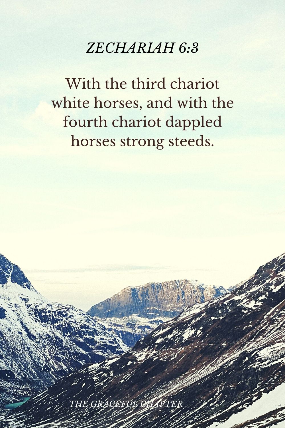 With the third chariot white horses, and with the fourth chariot dappled horses strong steeds. Zechariah 6:3