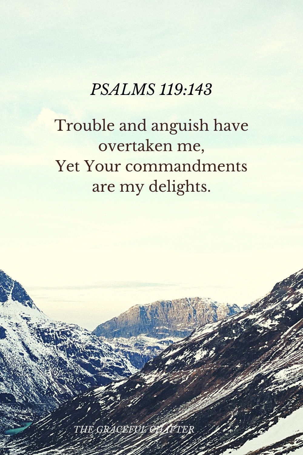 Trouble and anguish have overtaken me, Yet Your commandments are my delights.  Psalms 119:143