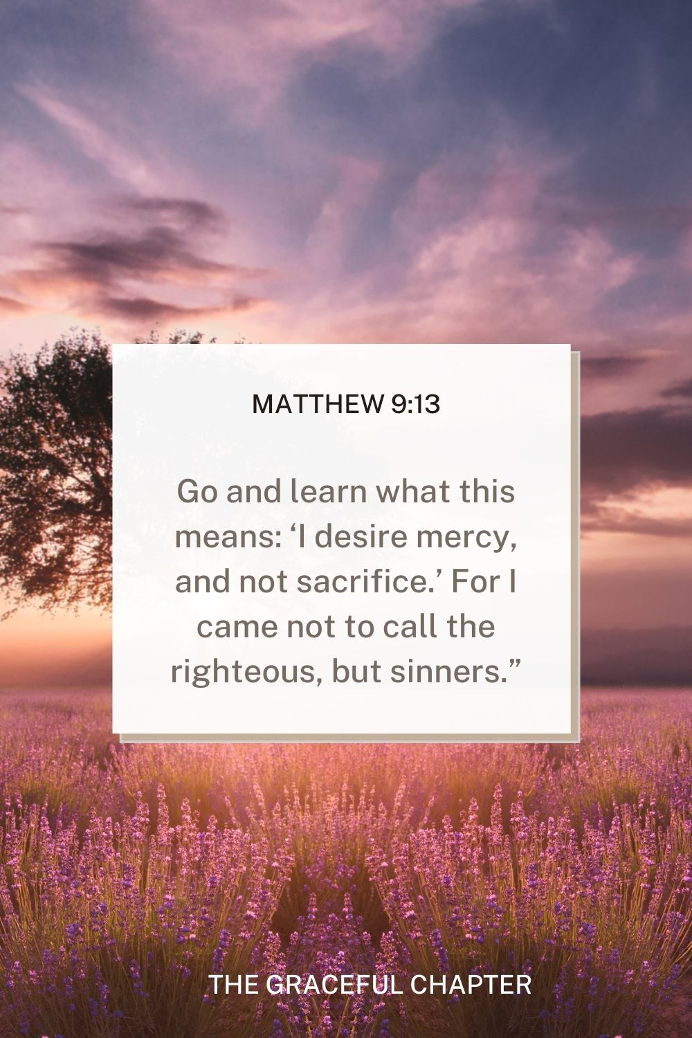 Go and learn what this means: ‘I desire mercy, and not sacrifice.’ For I came not to call the righteous, but sinners.” Matthew 9:13