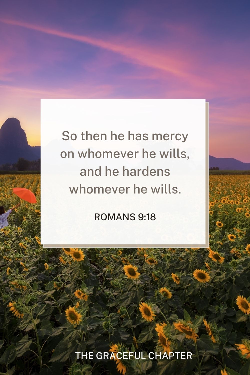 So then he has mercy on whomever he wills, and he hardens whomever he wills. Romans 9:18