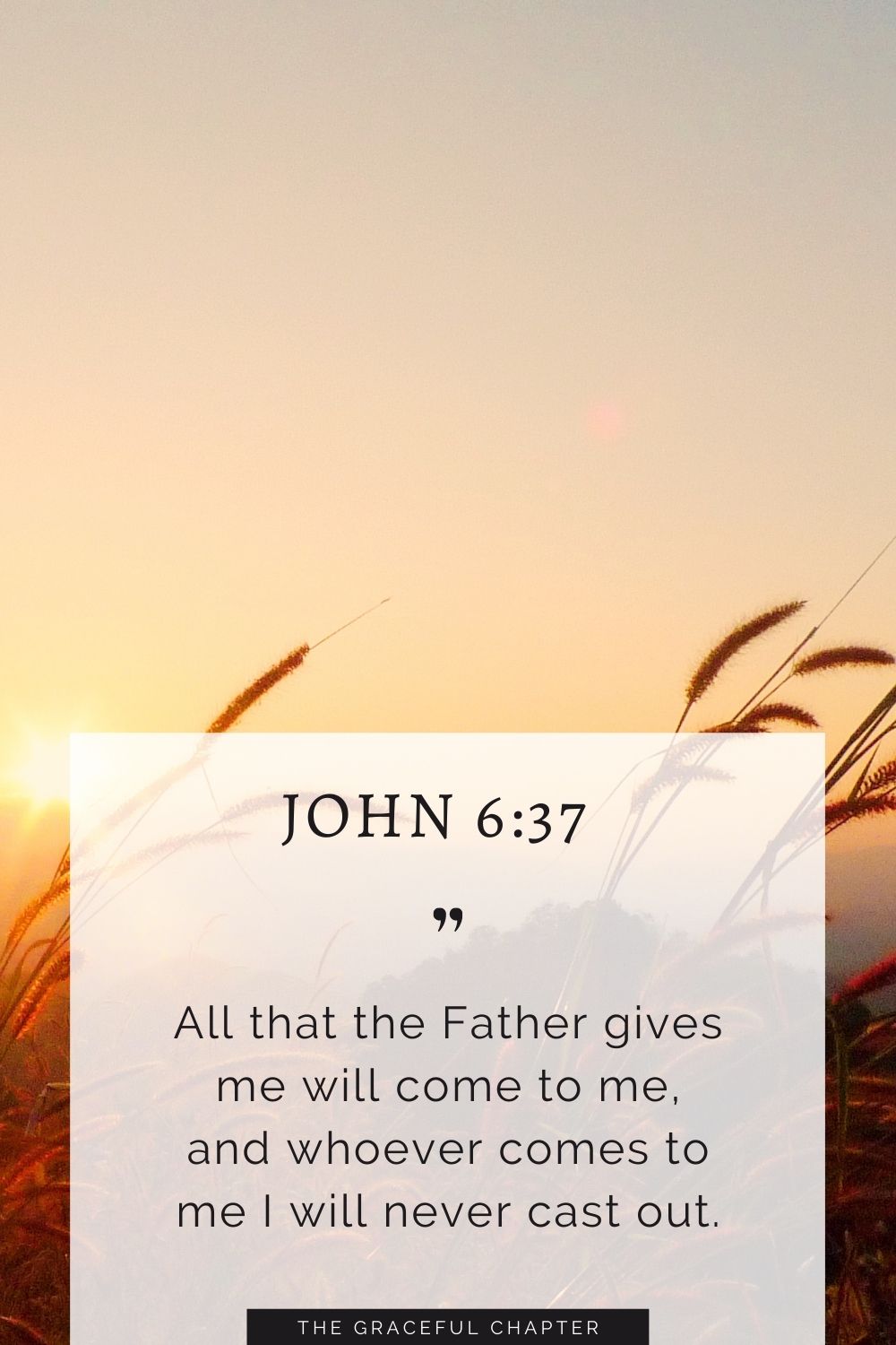 All that the Father gives me will come to me, and whoever comes to me I will never cast out. John 6:37