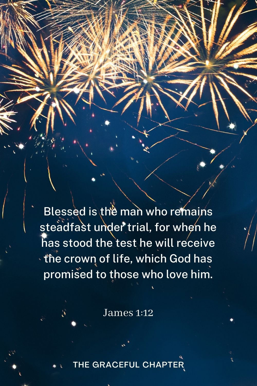 Blessed is the man who remains steadfast under trial, for when he has stood the test he will receive the crown of life, which God has promised to those who love him. James 1:12