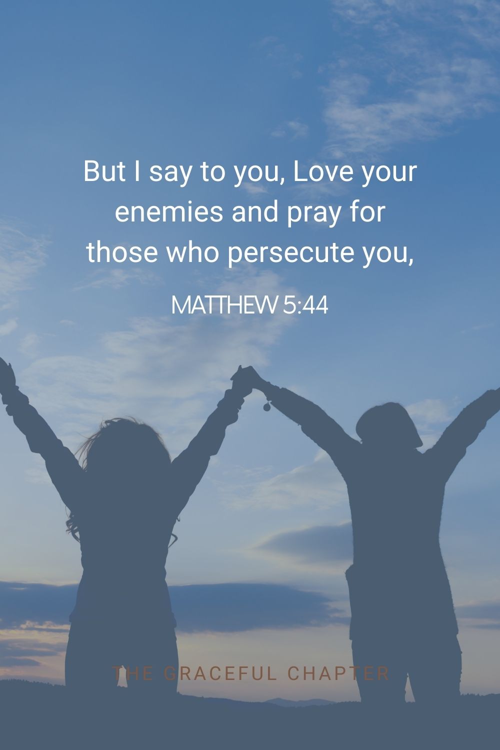 But I say to you, Love your enemies and pray for those who persecute you, Matthew 5:44