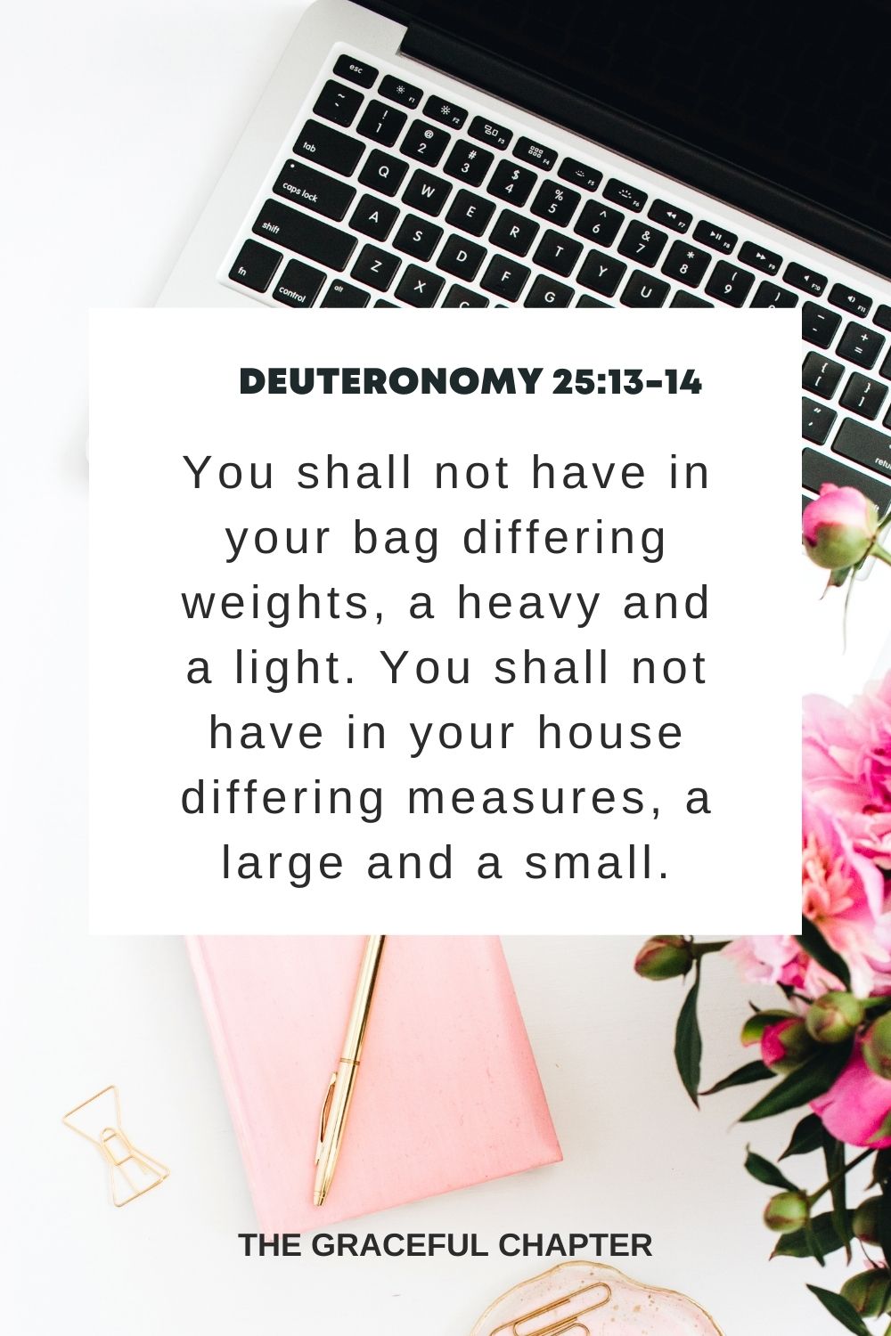 You shall not have in your bag differing weights, a heavy and a light. You shall not have in your house differing measures, a large and a small. Deuteronomy 25:13-14