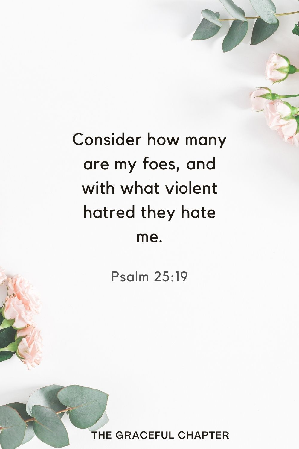 Consider how many are my foes, and with what violent hatred they hate me. Psalm 25:19