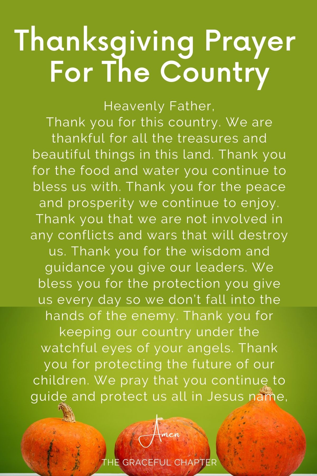 Thanksgiving prayer for the country - prayers for thanksgiving day