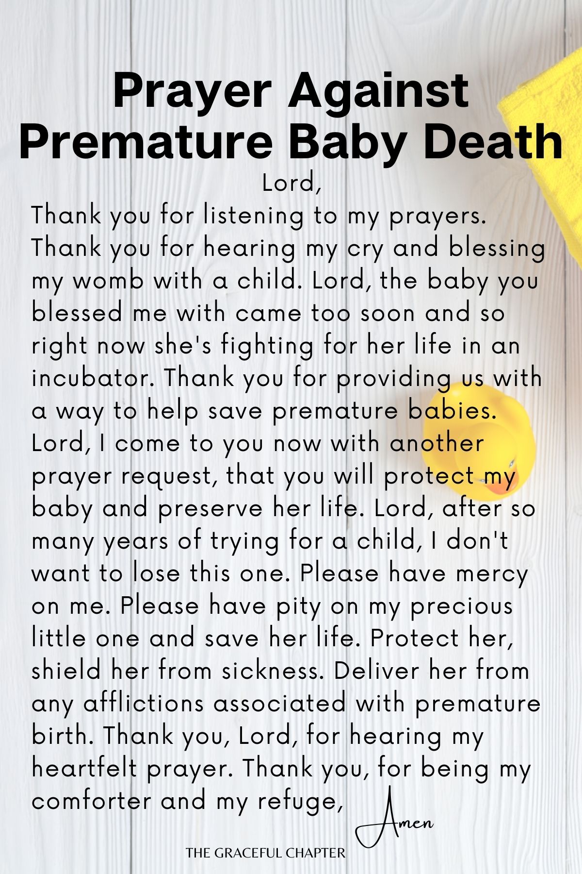 Prayer against premature baby death