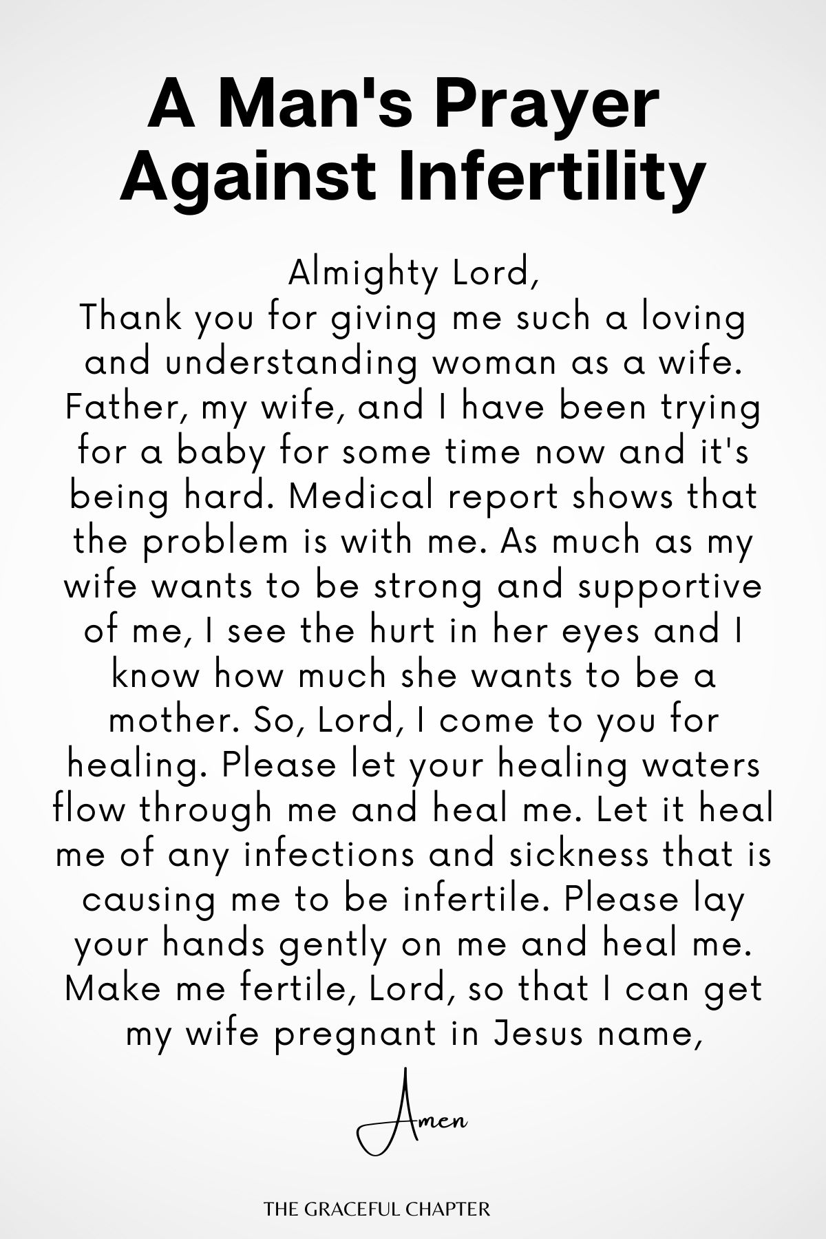 A man's prayer against infertility