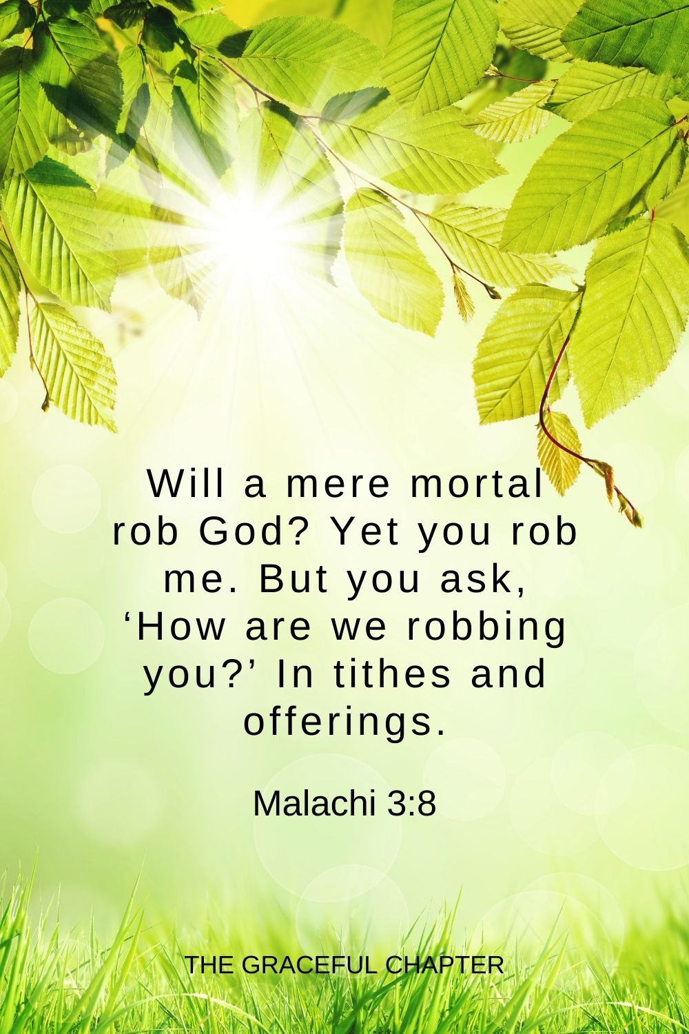 Will a mere mortal rob God? Yet you rob me. But you ask, ‘How are we robbing you?’ In tithes and offerings. Malachi 3:8