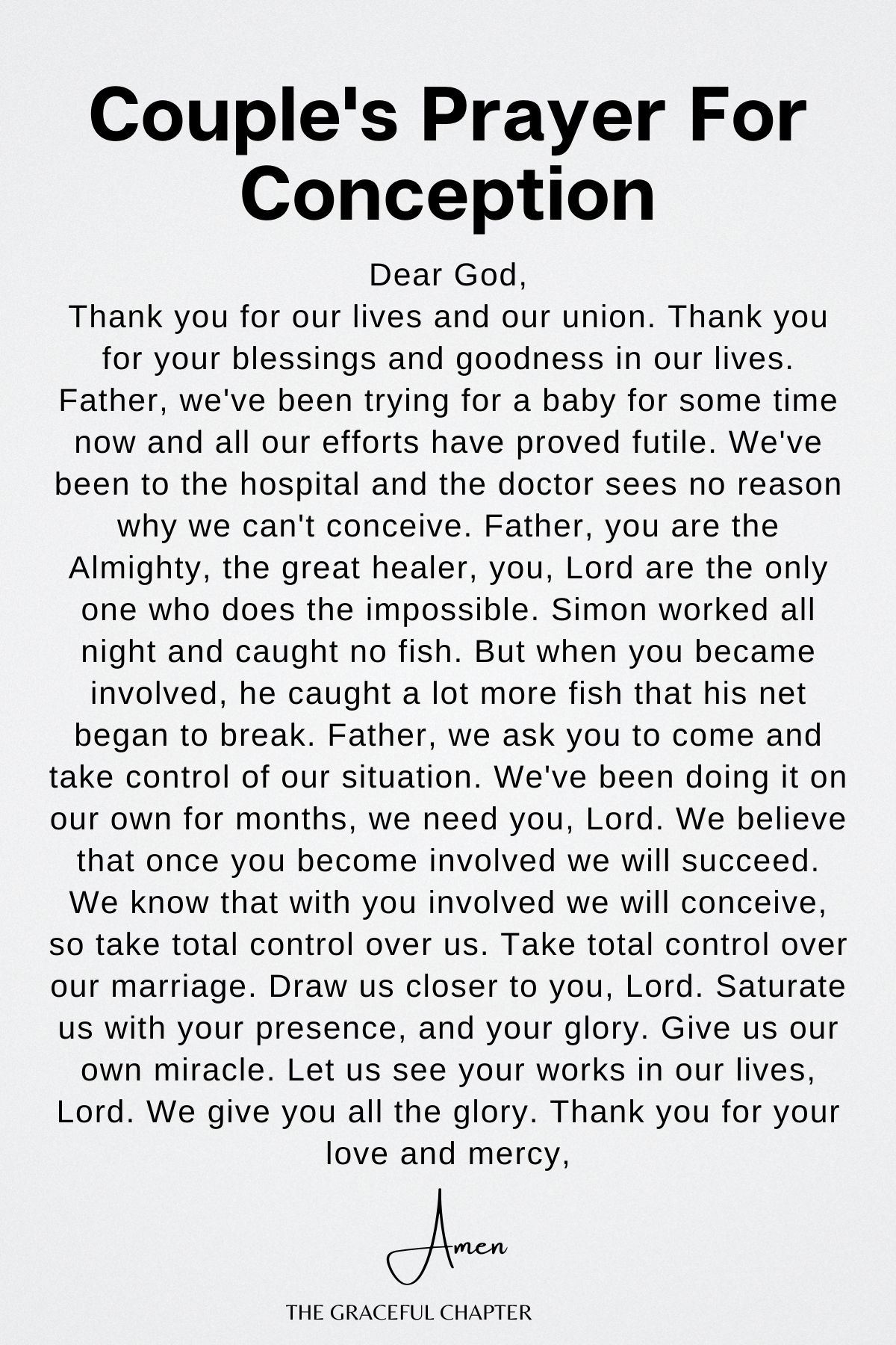 Couple's prayer for conception