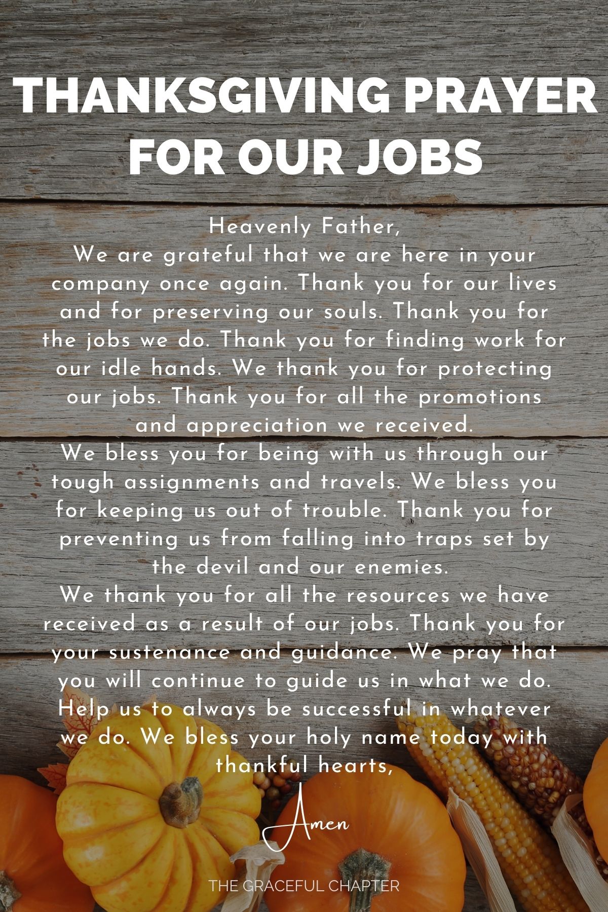 Thanksgiving prayer for our jobs