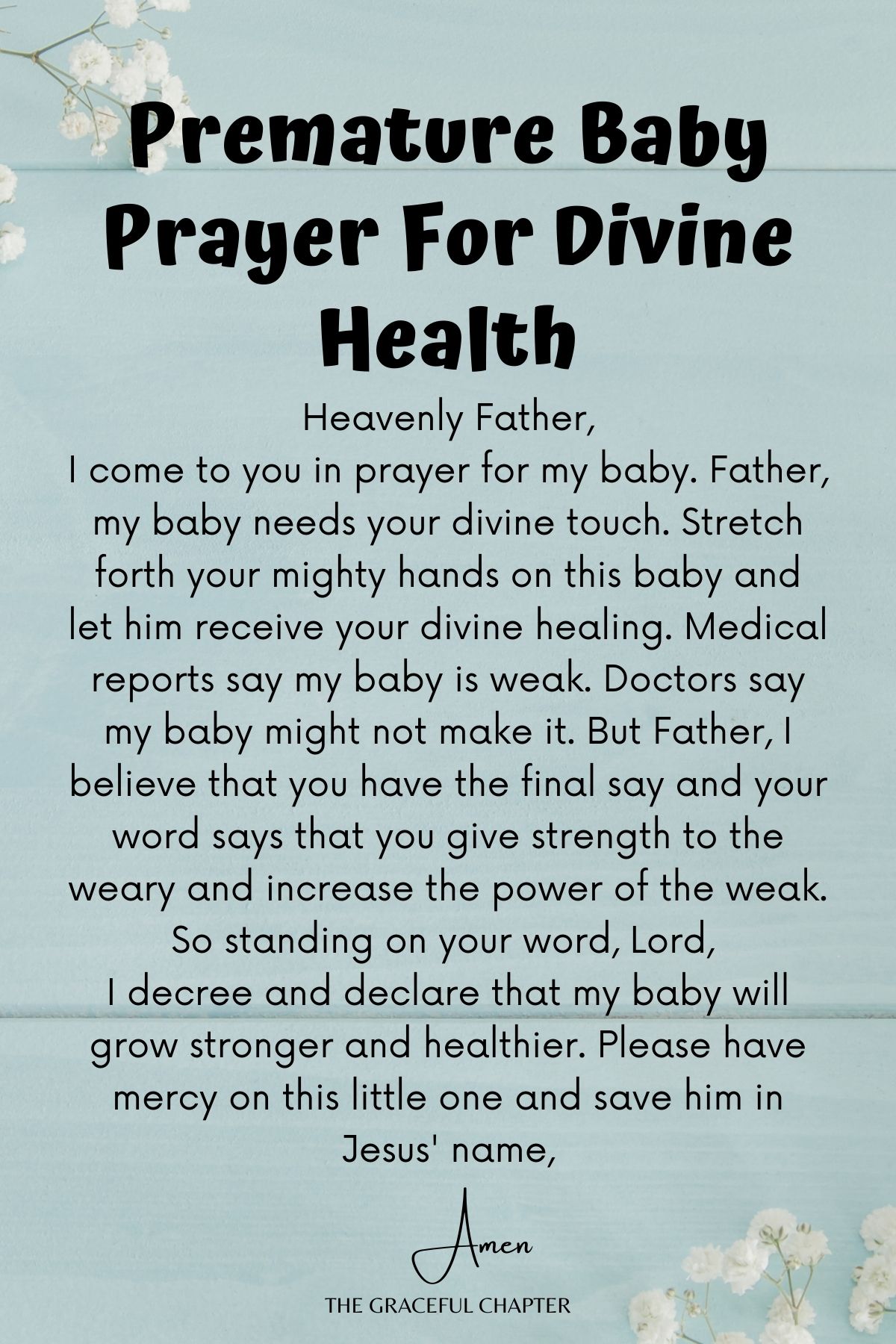 Premature baby prayer for divine health