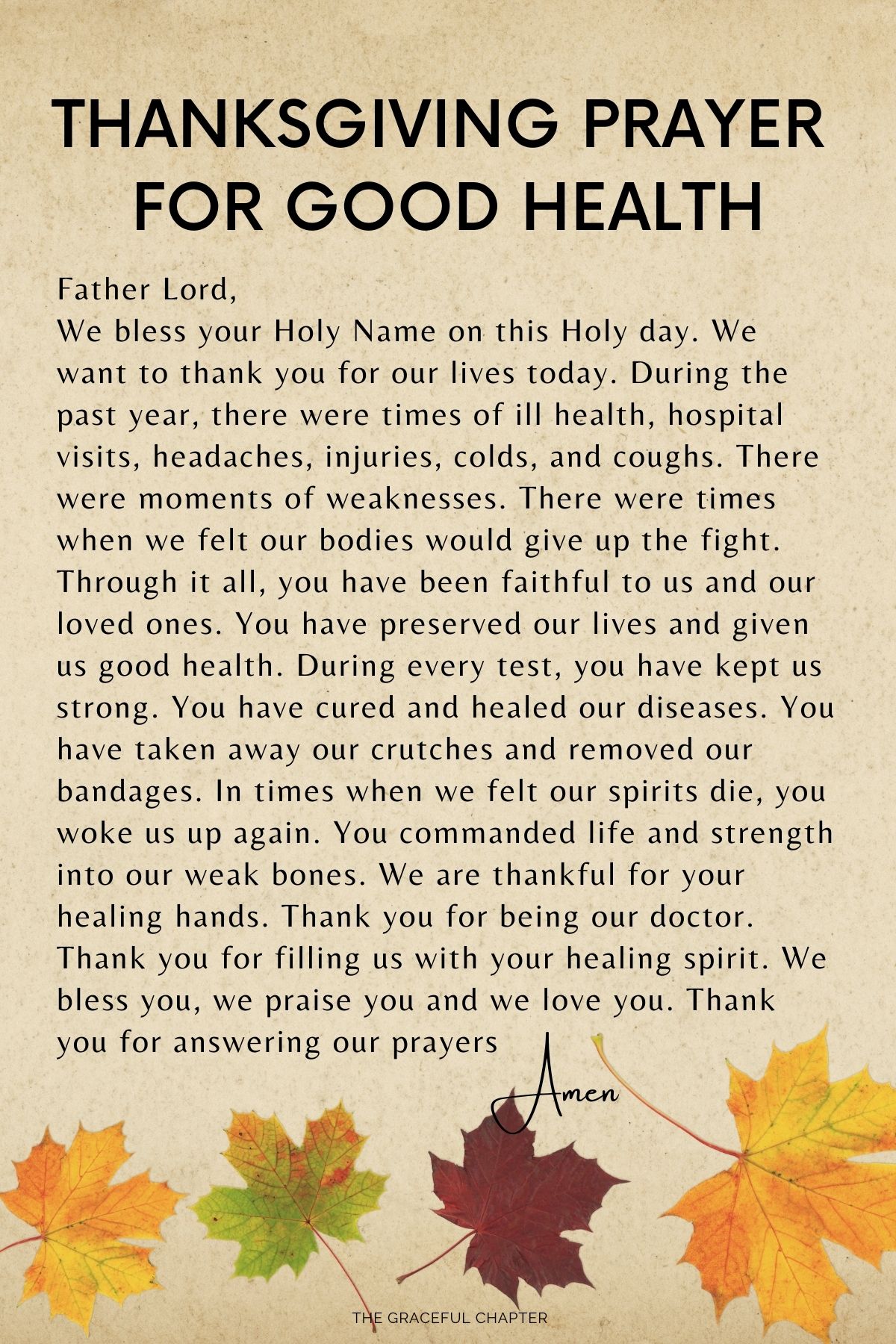 Thanksgiving prayer for good health - prayers for thanksgiving day